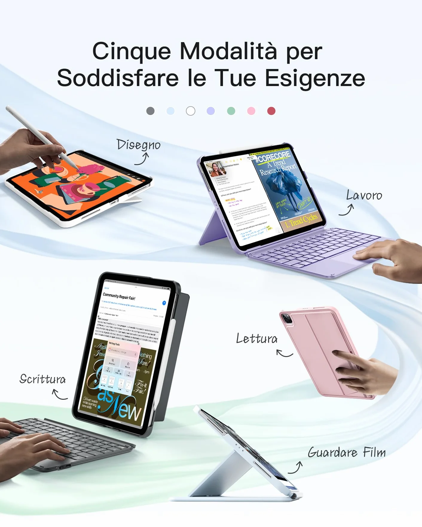 Inateck Custodia Tastiera per iPad 11a/10a Gen, iPad 10a (10,9")/11a Gen (2025 A16), Air 11" M4/M3/M2, Air 6/5/4a, Pro 11 4a-1a, Tastiera Ultralight Rimovibile con Touchpad, Grigio AceTouch