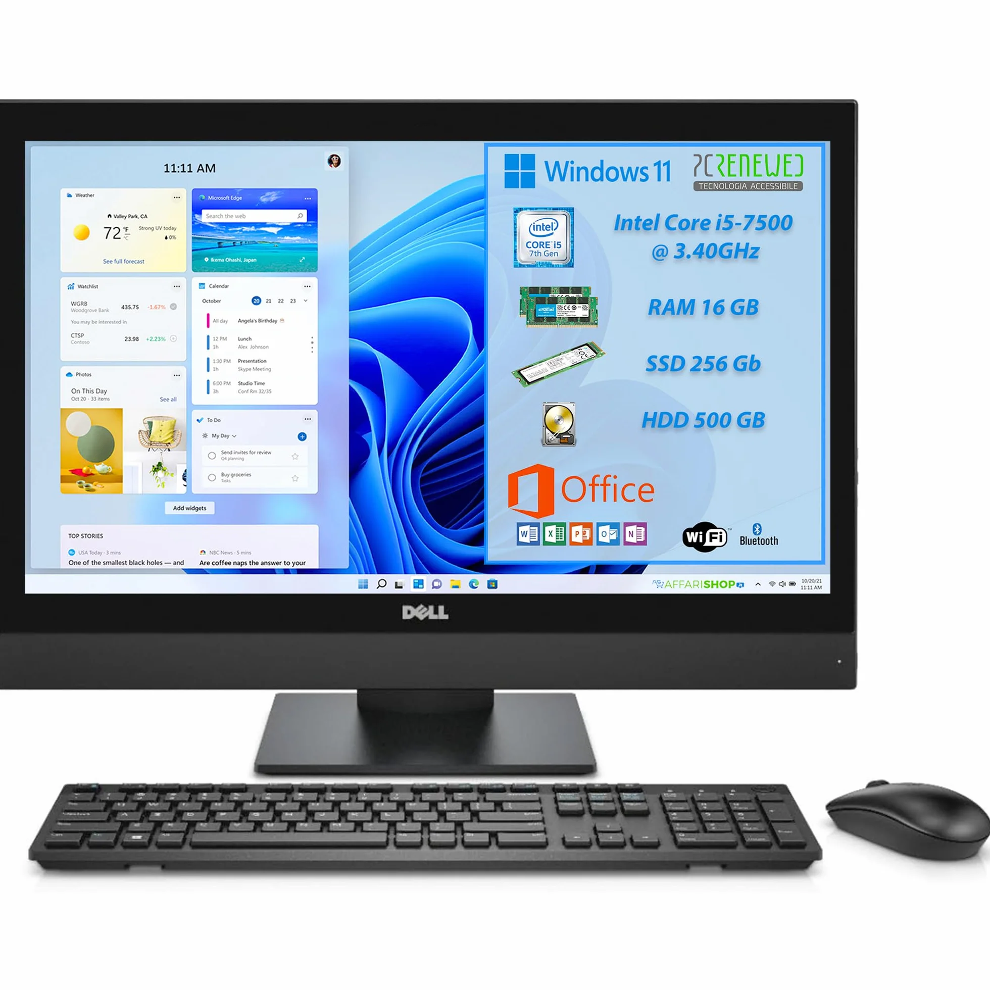 OptiPlex 7450 All in One PC 23" Full HD Core i5 7500 Windows 11 16GB RAM 256GB SSD + 500GB HDD WIFI HDMI Ricondizionato