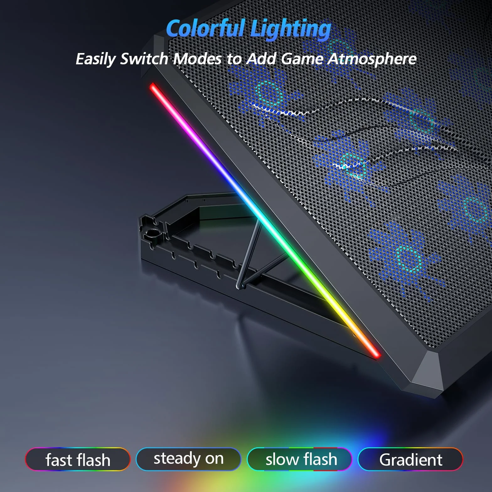 Basi di Raffreddamento per PC Portatili RGB, Ventola PC Portatile 5 Altezze Regolabili, 12 Ventole Silenziose, 2 porte USB, Raffreddamento Rapido, per 12-17,3 pollici (Ingranaggio)