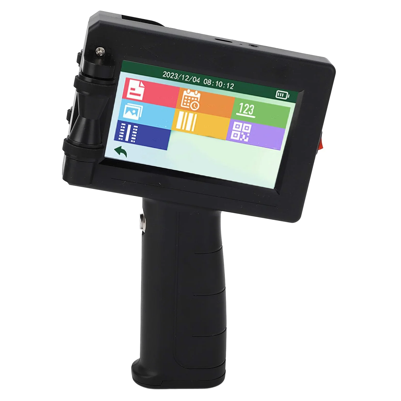 Stampante con Etichetta a Getto D'inchiostro Portatile, Pistola Portatile con Touchscreen HD, 4 CPU e Metodi di Input USB, Adatti per Legno, Acrilico, Tessuto, Plastica,