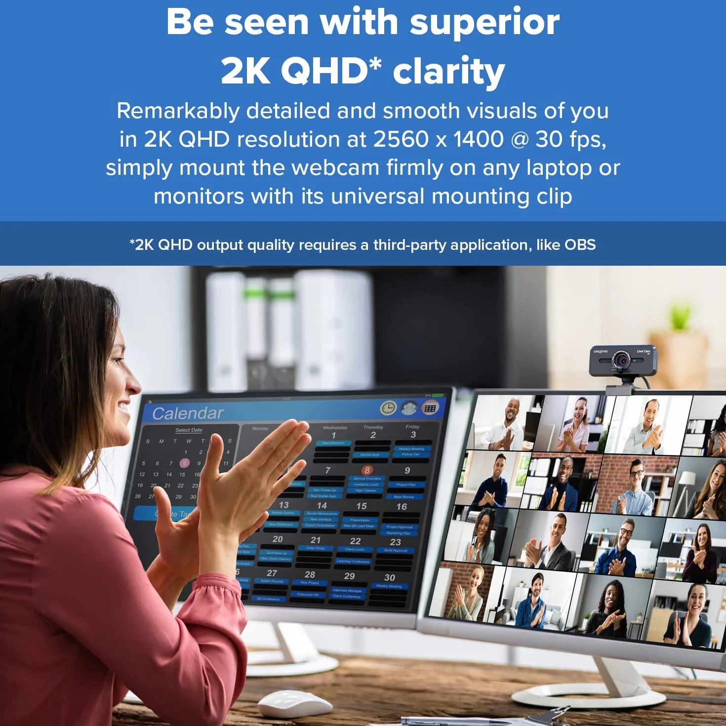 Creative Live! Cam SYNC V3 2K QHD USB Webcam con Zoom Digitale 4X e microfoni, HD 1080p, FOV Fino a 95°, copriobiettivo per la Privacy, per PC e Mac