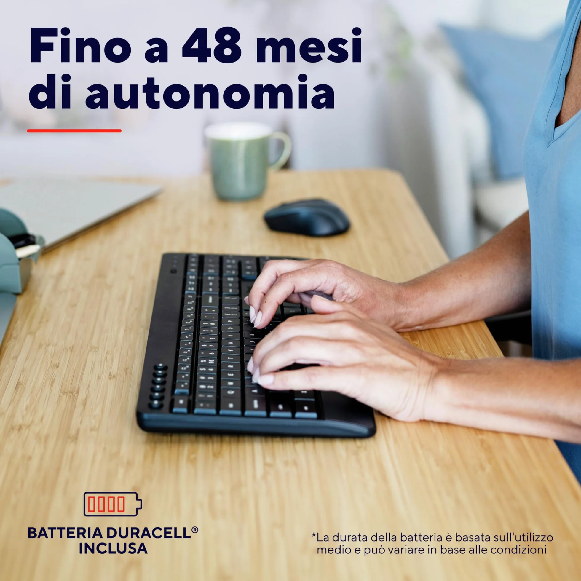 Trust Trezo Tastiera e Mouse Wireless, Layout Italiano QWERTY, Design Sostenibile, Combo Silenzioso e Ergonomico, Durata Batteria 48 Mesi, 2.4 GHz, Ricevitore USB, Resistenza ai Liquidi, PC, Laptop
