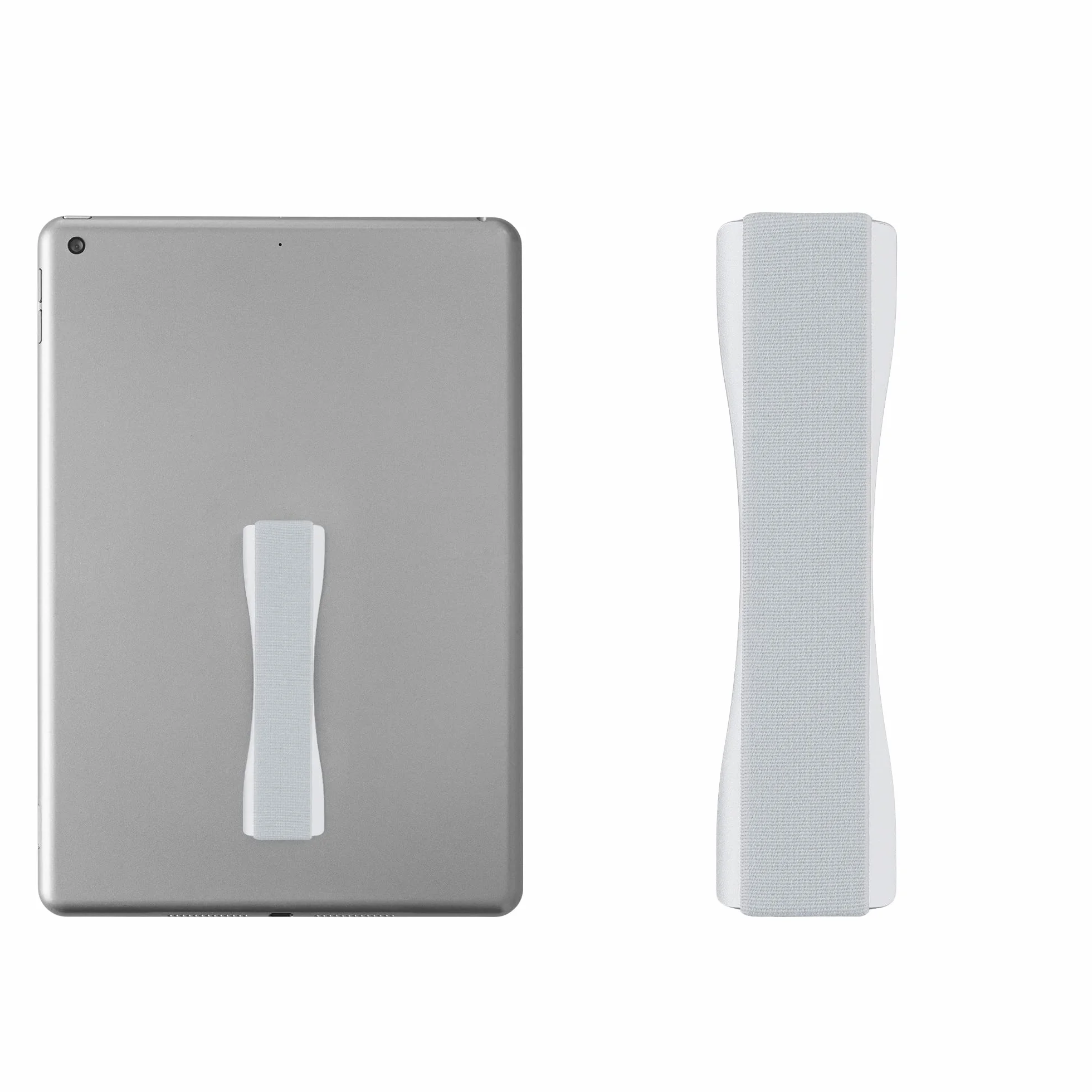 kwmobile Supporto Dita per Tablet Sostegno Adesivo Fascetta Elastica Impugnatura Mano Universale Compatibile con iPad Galaxy-Tab Porta Tablet argento