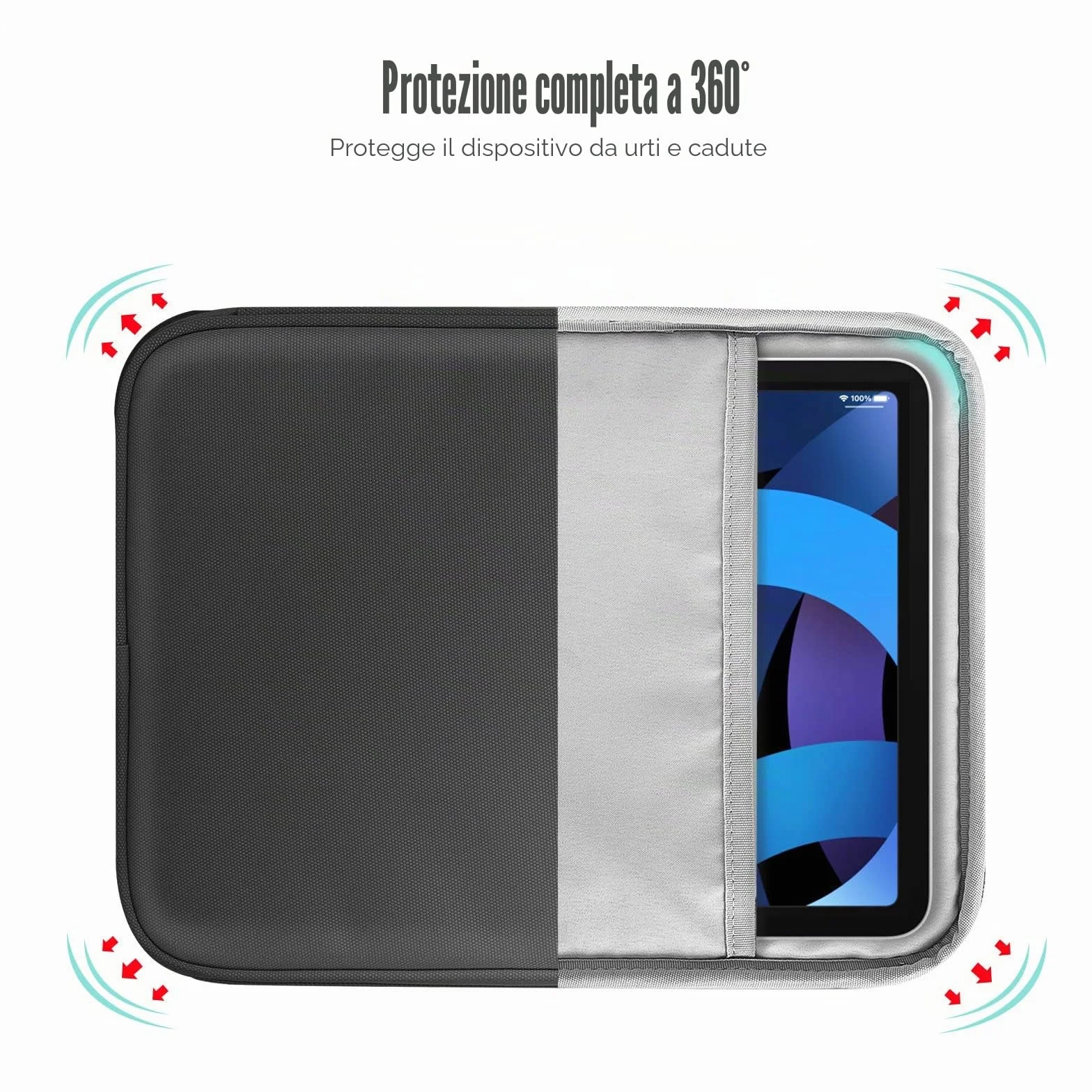 TiMOVO 9-11" Custodia per Tablet, Compatibile con iPad 11" A16 2025, iPad 10,9"/10,2"| Air 11", Galaxy Tab A9+ / A11 Plus 11", Borsa Protettiva con Tasche, Nero