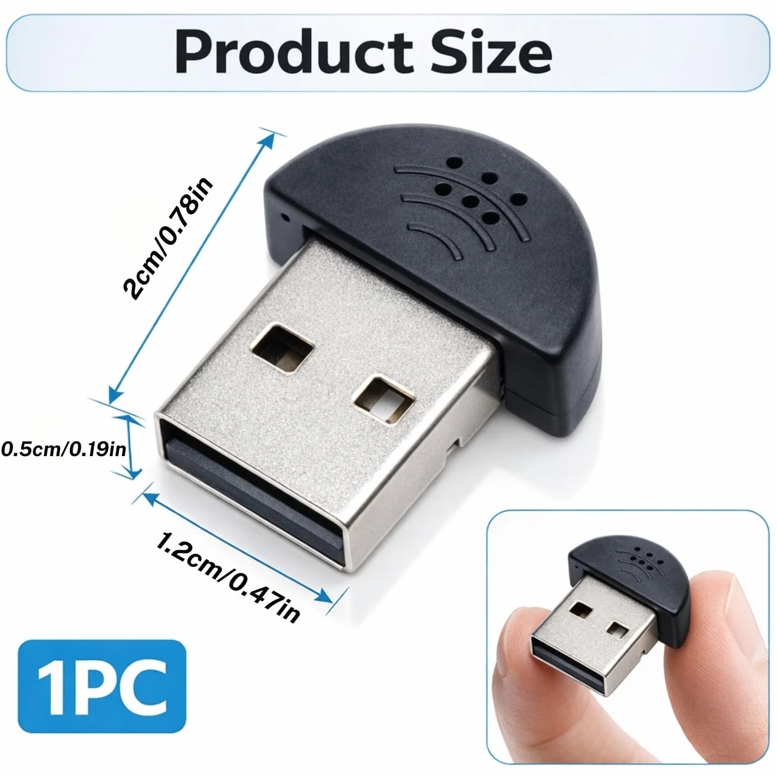 1 microfono USB 2.0 portatile, microfono vocale, audio MIC, adattatore per computer PC, nero