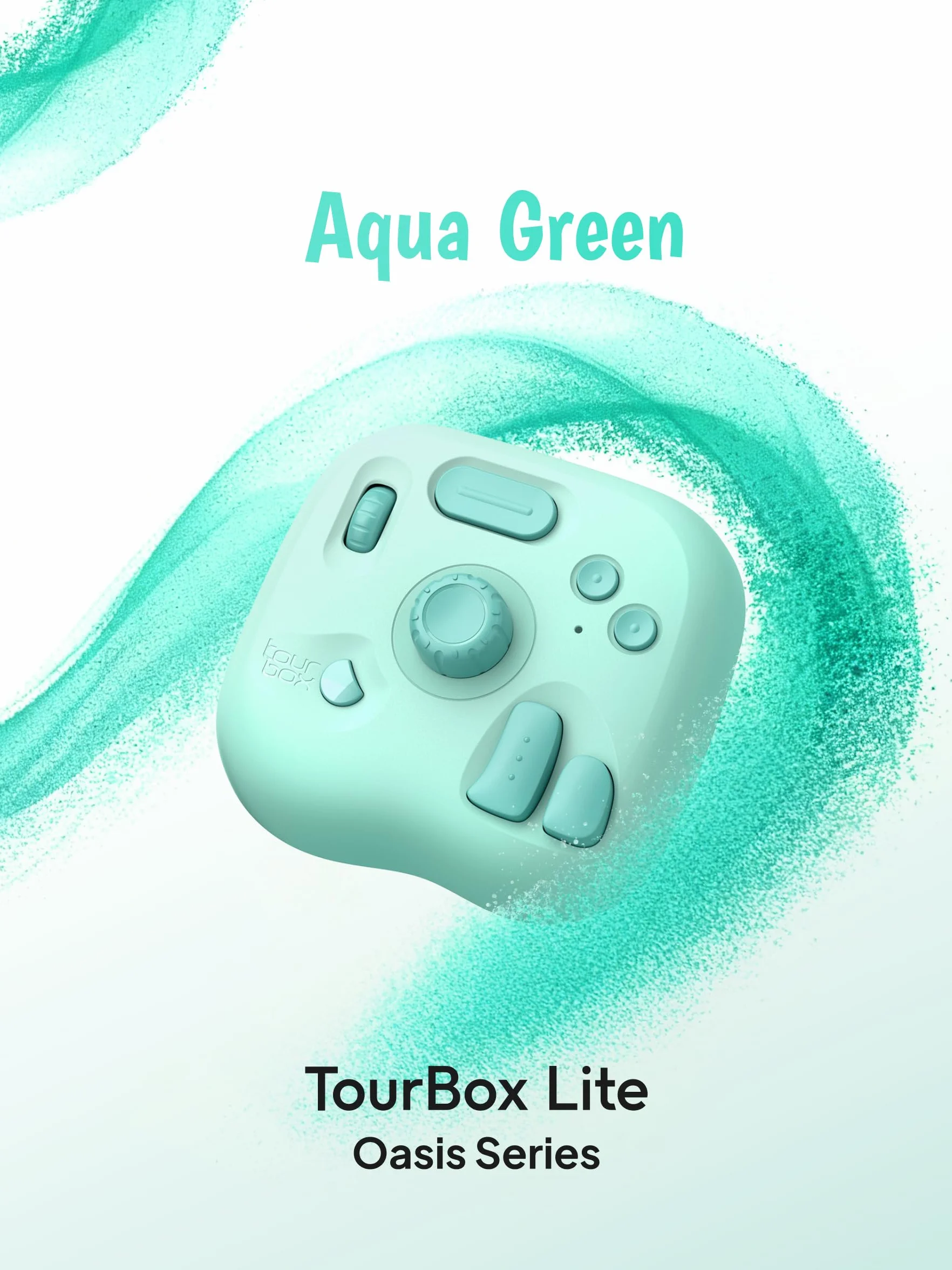 TourBox Lite Bluetooth – Teclado de Edición Compacto y Controlador Macro con Software Personalizable para Artistas Digitales, Fotógrafos y creadores, da color a tu productividad, Oasis (Aqua Green)