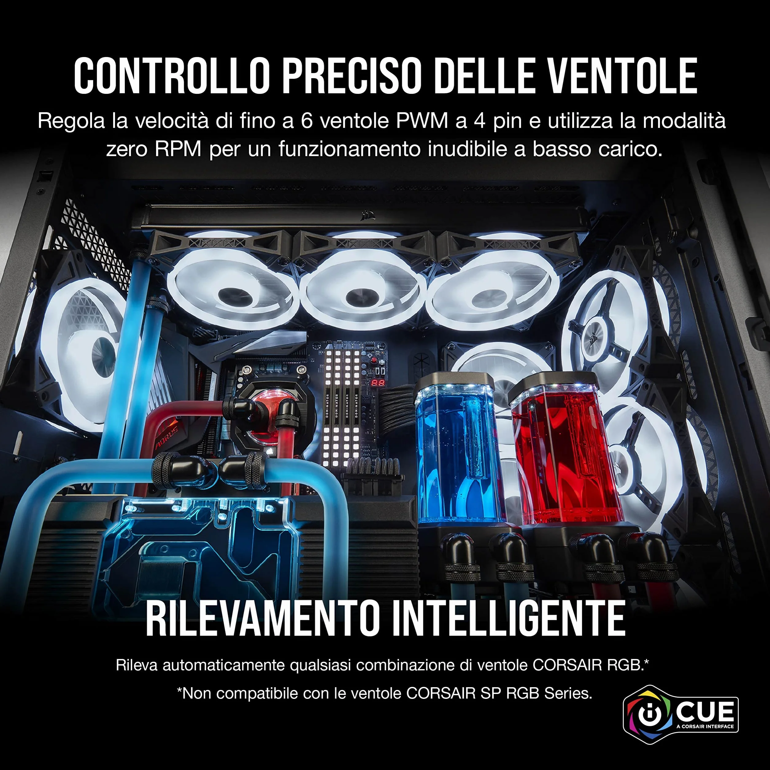 Corsair iCUE COMMANDER CORE XT, Controller digitale per la velocità delle ventole e l'illuminazione RGB (Fino a sei PWM ventole e 264 LED RGB, modalità Zero RPM, monitoraggio temperatura) Nero