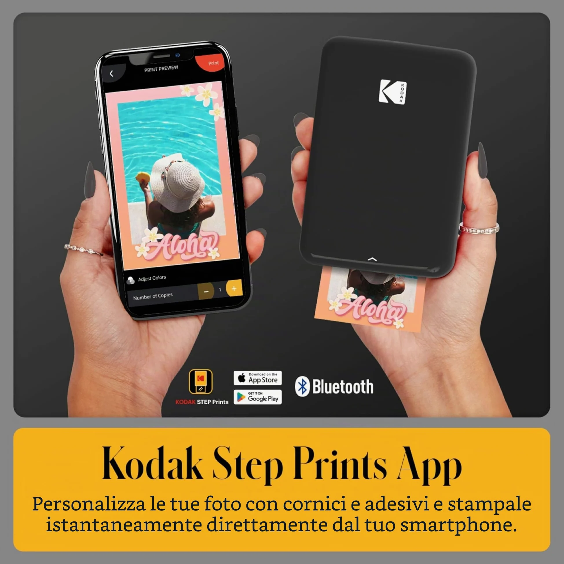 Kodak Step Stampante fotografica wireless portatile con tecnologia ZINK Zero Ink (Nero) Pacchetto scrapbook