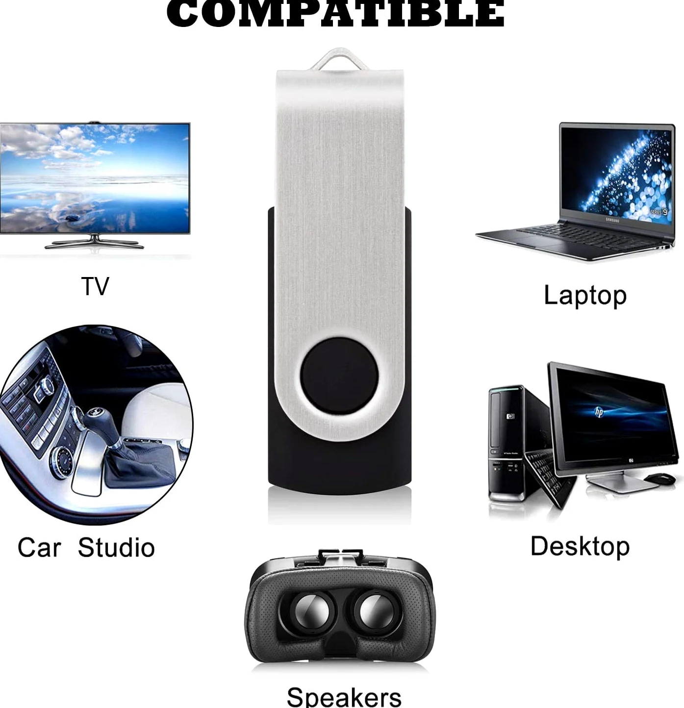 20 Pezzi Chiavetta USB 2GB, KOOTION USB 2.0 Penna USB 2 Giga Piccolo e Leggero Chiavette usb 2GB 20 Pack Nero Set Pennetta 2G Con indicatore LED Para Ordenador/TV/Coche/Player, ect