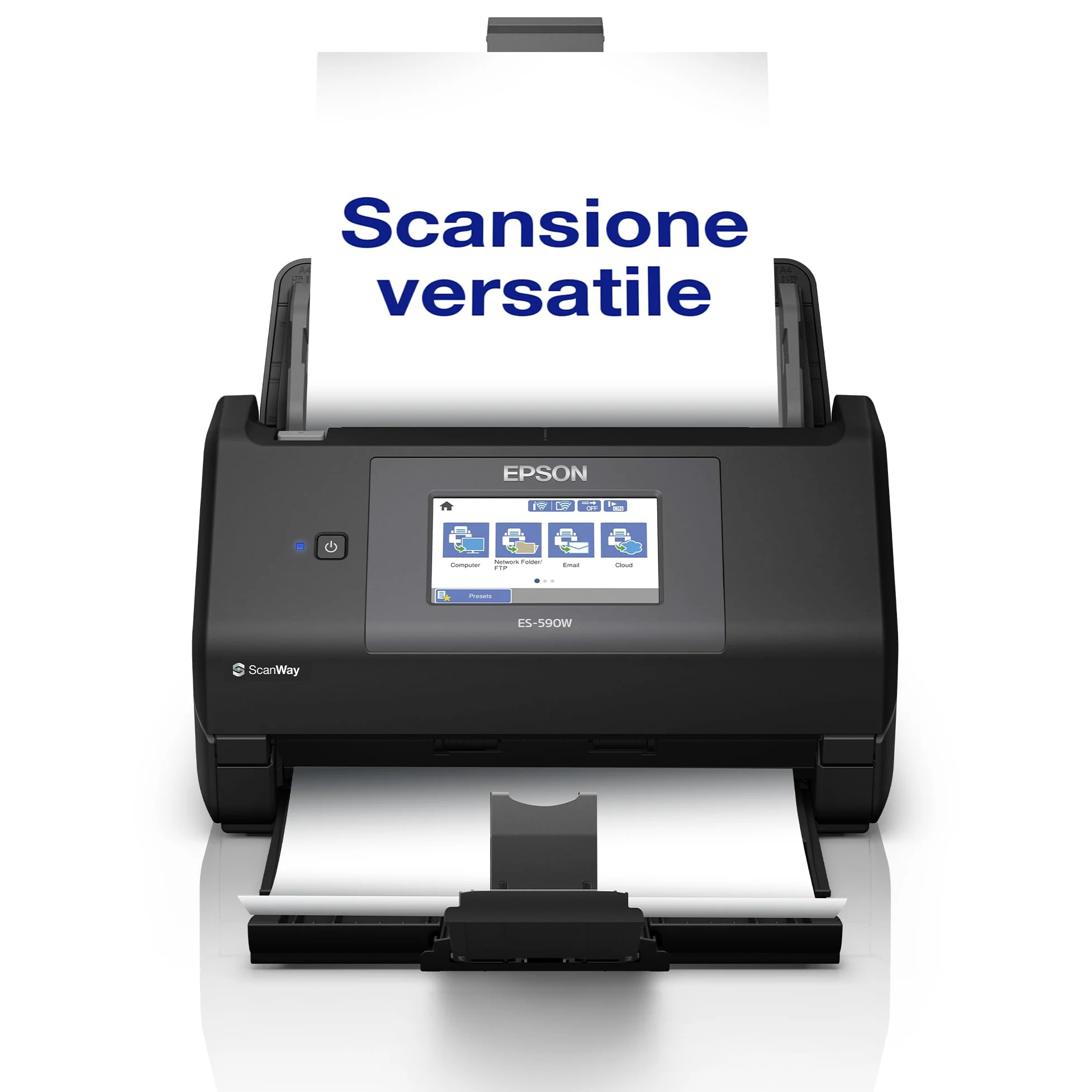 Epson WorkForce ES-590W Scanner documentale Wi-Fi | 45 ppm / 90 ipm | Alimentatore automatico di documenti da 100 fogli | Touchscreen 10,9 cm | Colore | Scansione wireless verso più destinazioni | A4