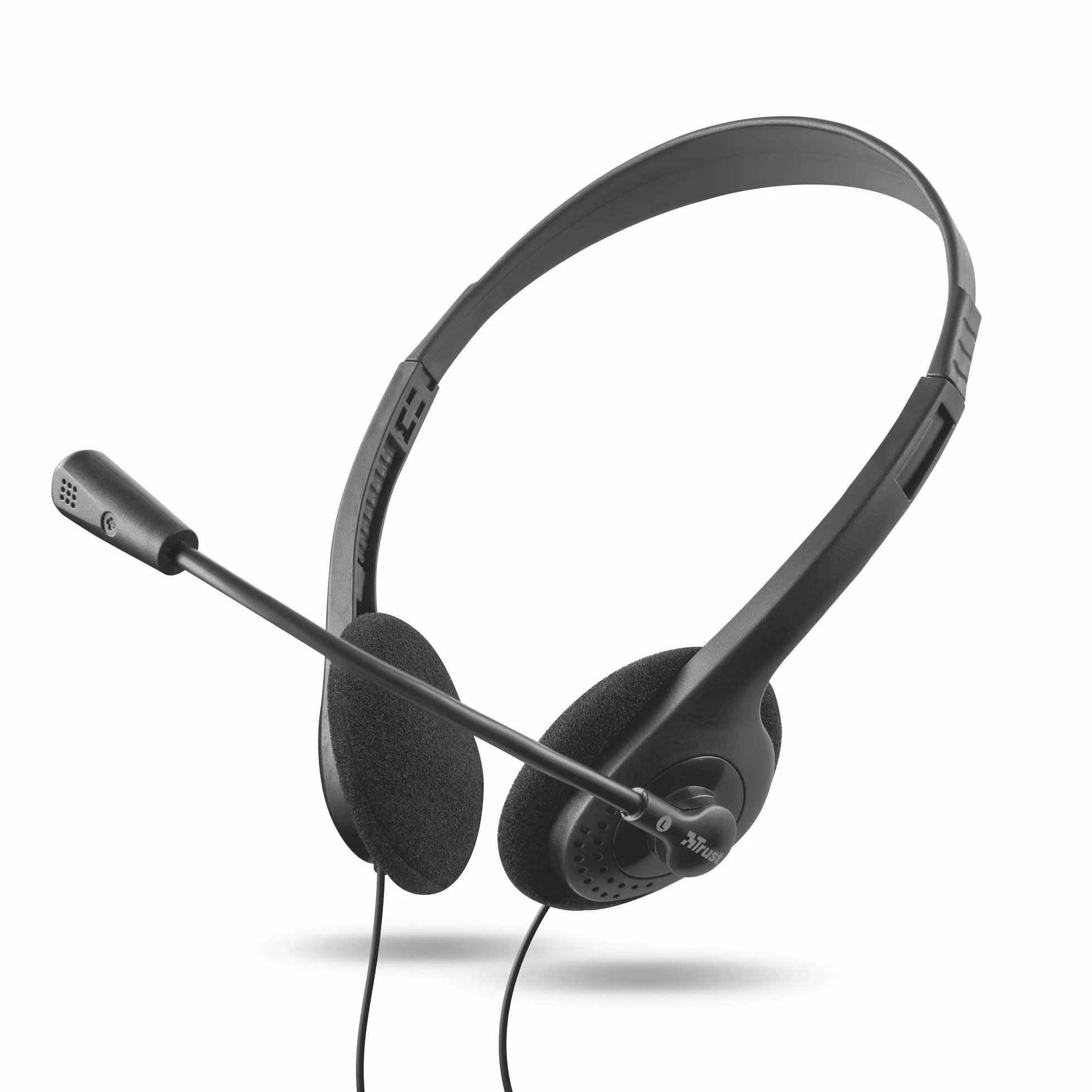 Trust Primo Cuffie con Microfono Leggere, Connessione 3,5 mm, Cavo 1,8 m, Auricolari con Filo, Headphones Cablato per PC, Computer, Portatile, Laptop, Macbook, Ufficio, Teams, Skype, Zoom - Nero