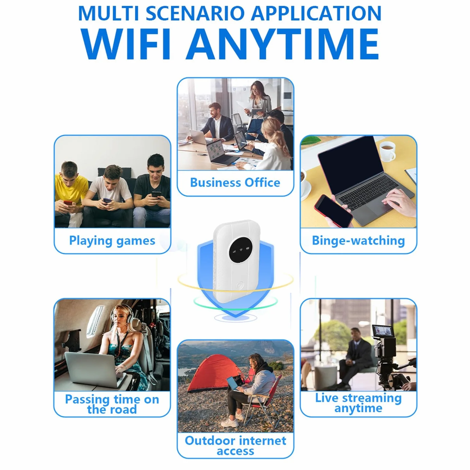Router Hotspot Mobile 4G Sbloccato con Slot per Schede SIM, Modem USB da 300 Mbps 4G LTE, Collega Fino a 10 Dispositivi, WiFi Portatile per Viaggi, Affari, Casa