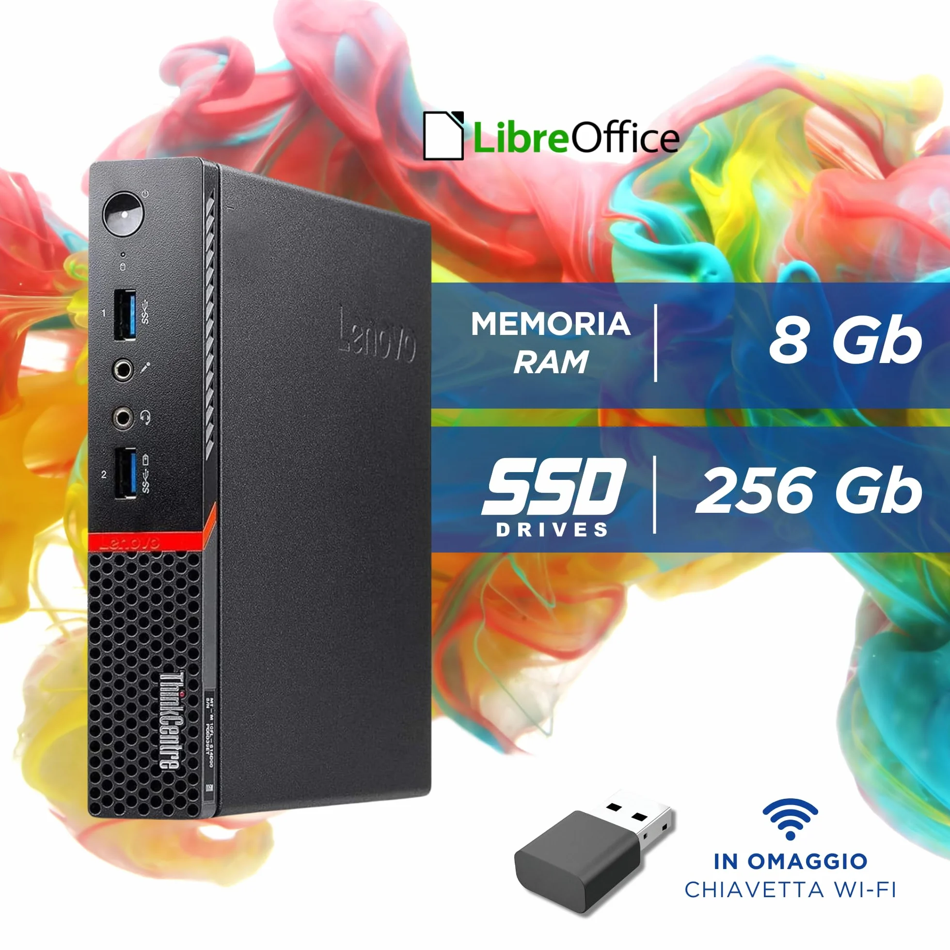 Lenovo ThinkCentre M900 - PC Mini Processore Intel i7-6700T 4 Core 2.8Ghz - Ram 8Gb SSD 256Gb - Computer Tiny Pronto all'uso con Win 11 (Ricondizionato)