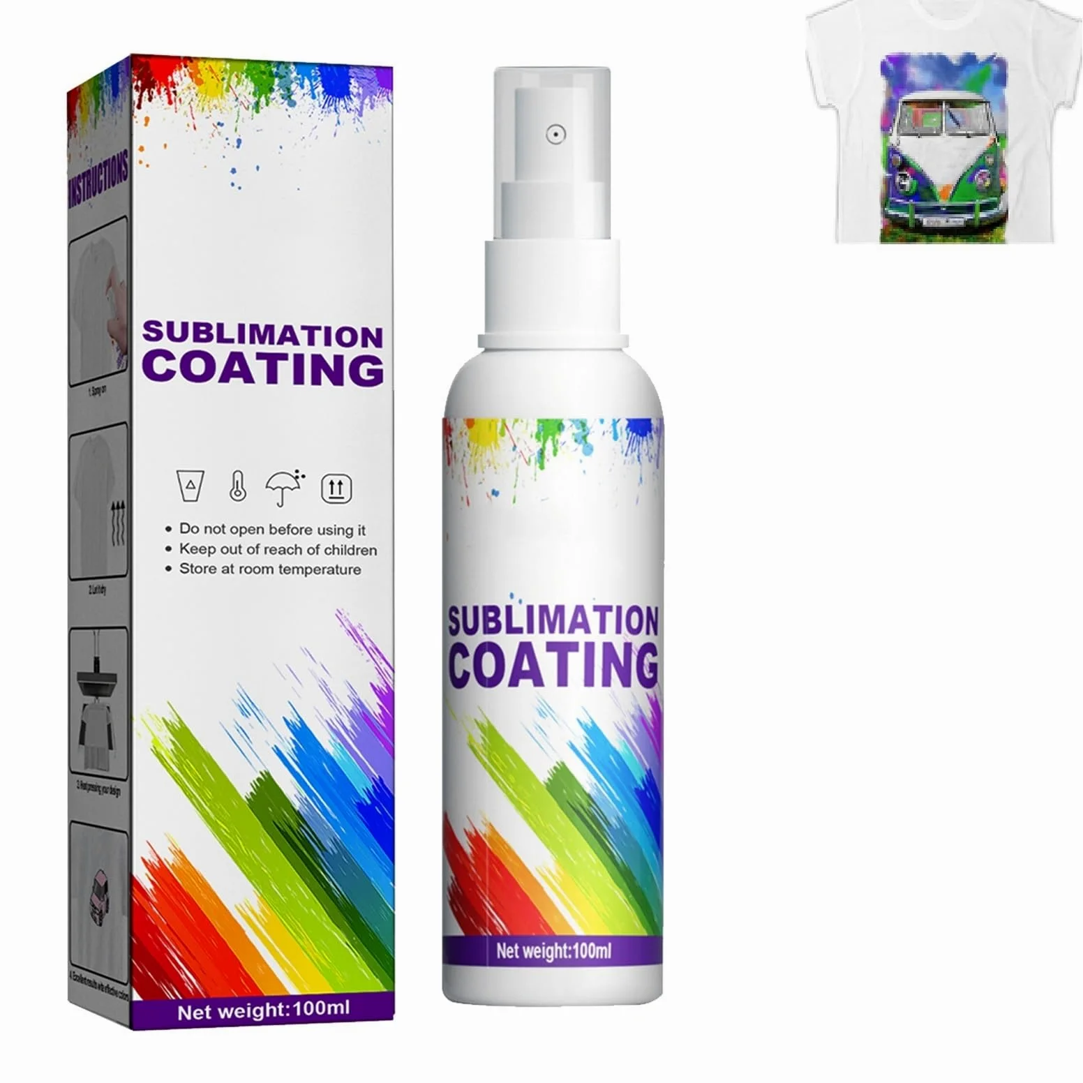 Spray per Sublimazione,Spray di Rivestimento a Sublimazione,Spray per Sublimazione Cotone,Spray per Rivestimento A Sublimazione,Spray a Sublimazione,100 ml