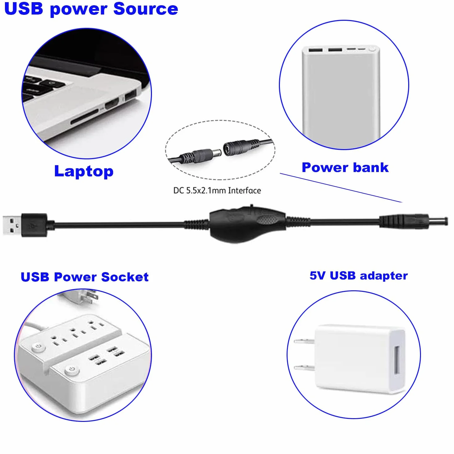 RUNCCI-YUN Regolatore della ventola USB 12V,USB DC 5V Step-Up a Regolatore di velocità della ventola 2 Pin 12V con 3/4 Pin Ventola Cavo Adattatore di Alimentazione per case PC(1 a 2)