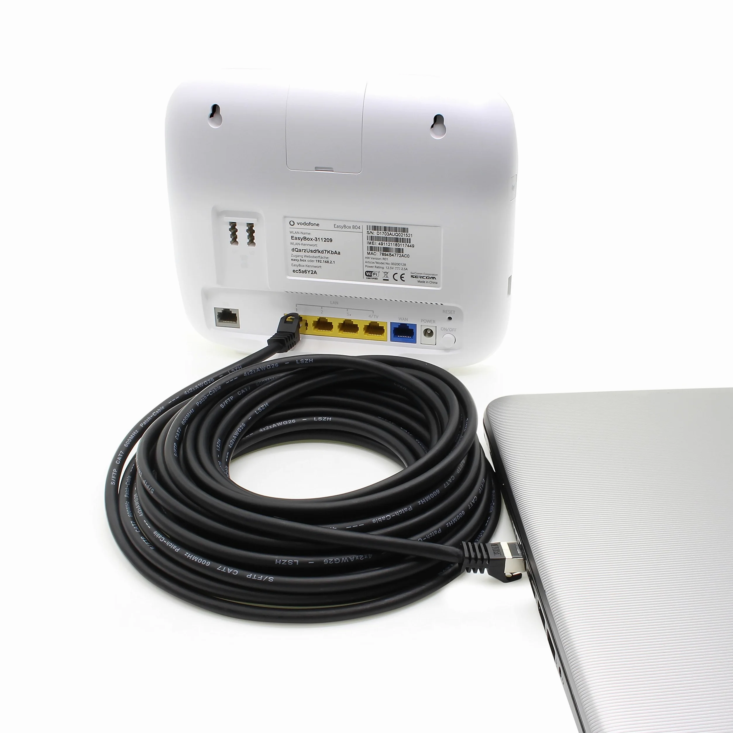 1aTTack.de Cavo di rete Ethernet Lan Cat.7 SFTP spina RJ45 Cat6a doppia schermatura 10000 Mbit/s compatibile con Cat5 Cat6 Cat6a Cat8 per switch Router Modem Patchpanel Nero / 10 pz 1,5m