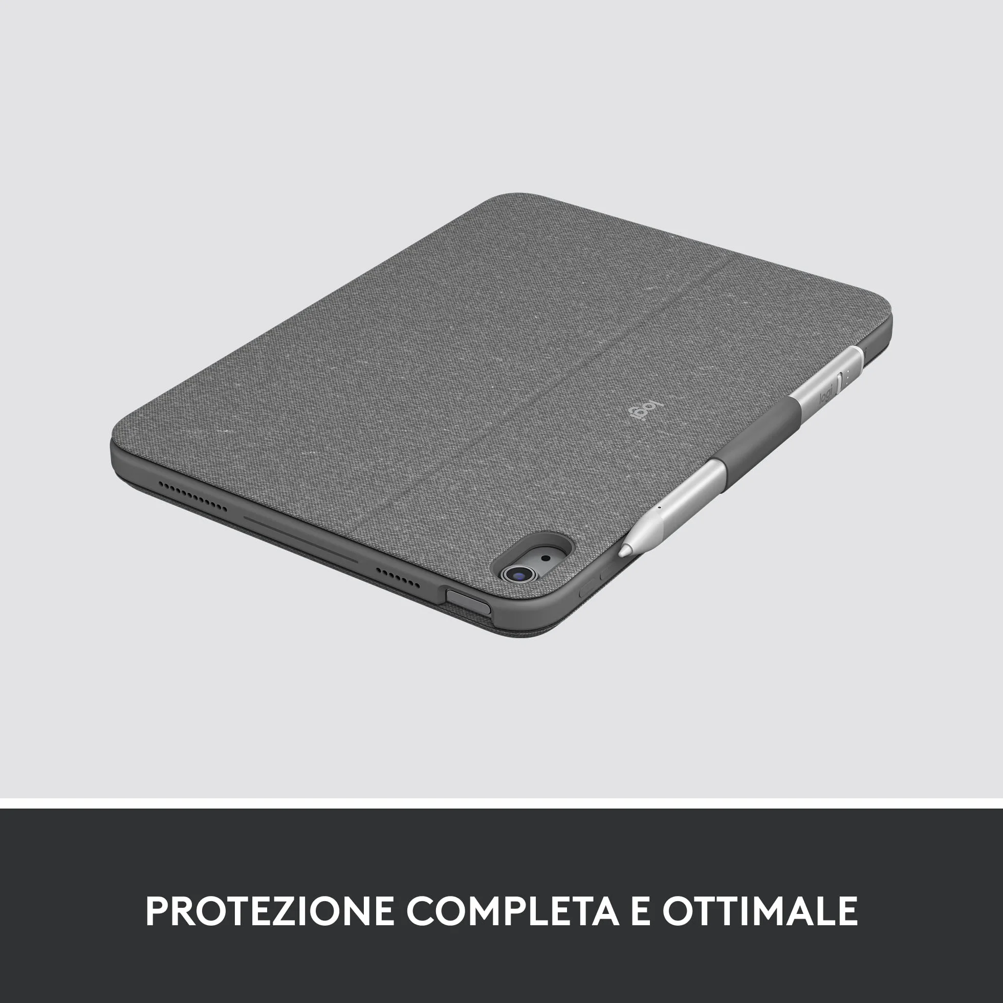Logitech Combo Touch, custodia con tastiera rimovibile per iPad (10a generazione e A16)ampio trackpad di precisione, tastiera standard retroilluminata e tecnologia Smart Connector,ITA QWERTY - Grigio