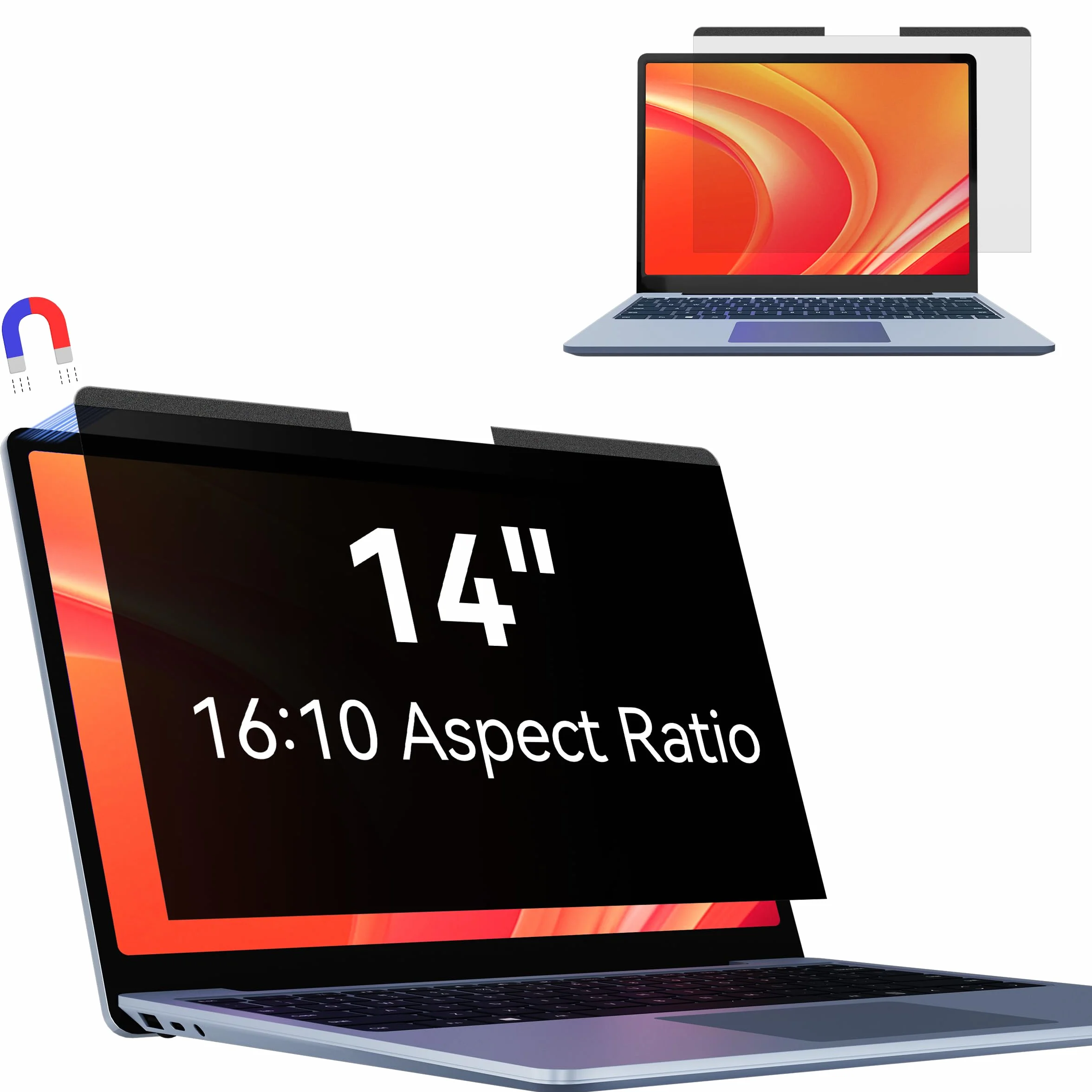 Filtro per la privacy magnetico 14 pollici 16:10, pellicola per schermo per computer portatile compatibile con HP/Dell/Acer/Lenovo/Thinkpad, rimovibile anti spia/luce blu protezione schermo