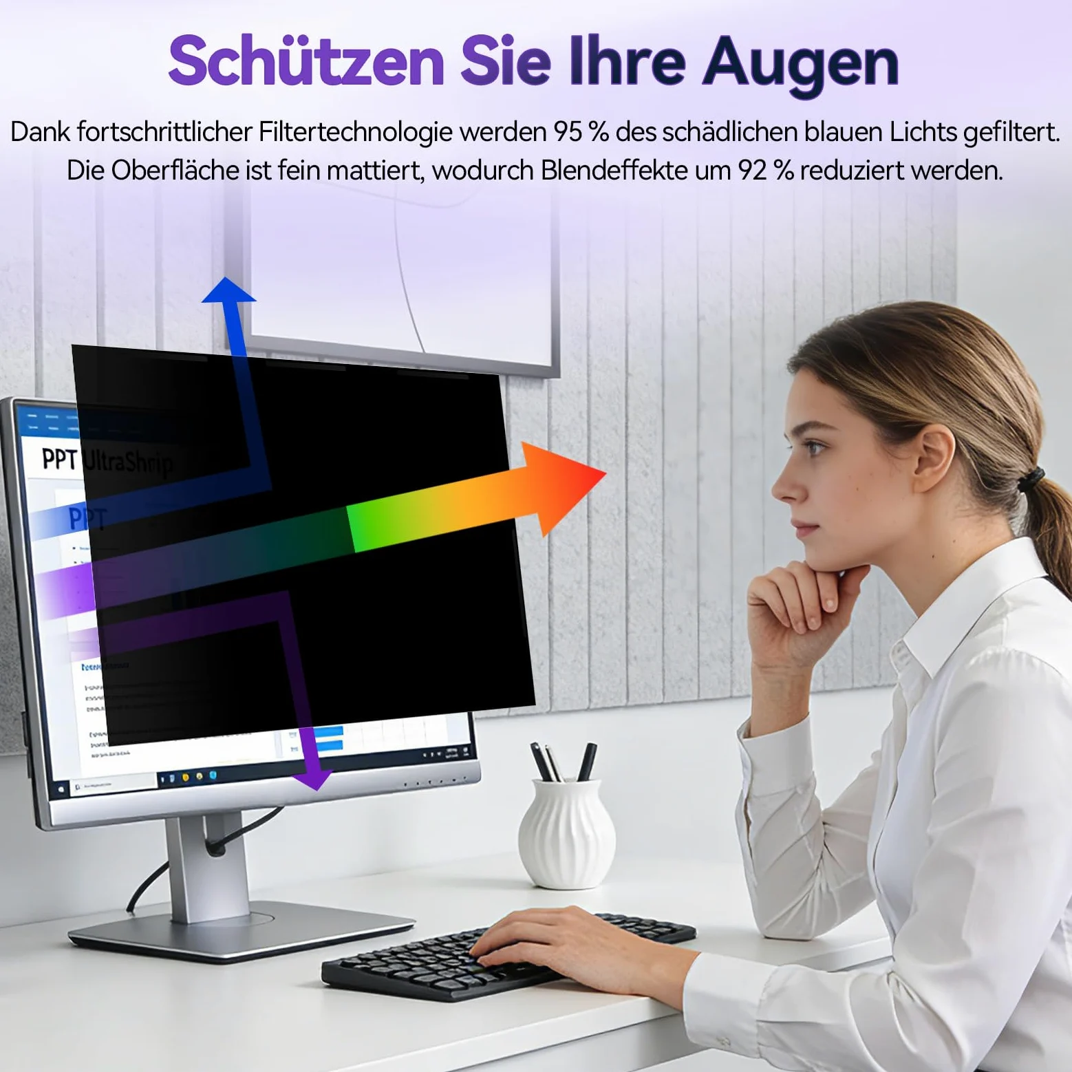 IPROKKO Filtro magnetico per la privacy da 27 pollici per monitor 16:9, rimovibile, anti-luce blu, antiriflesso, protezione schermo per schermo per Dell Acer Lenovo Asus da 27 pollici