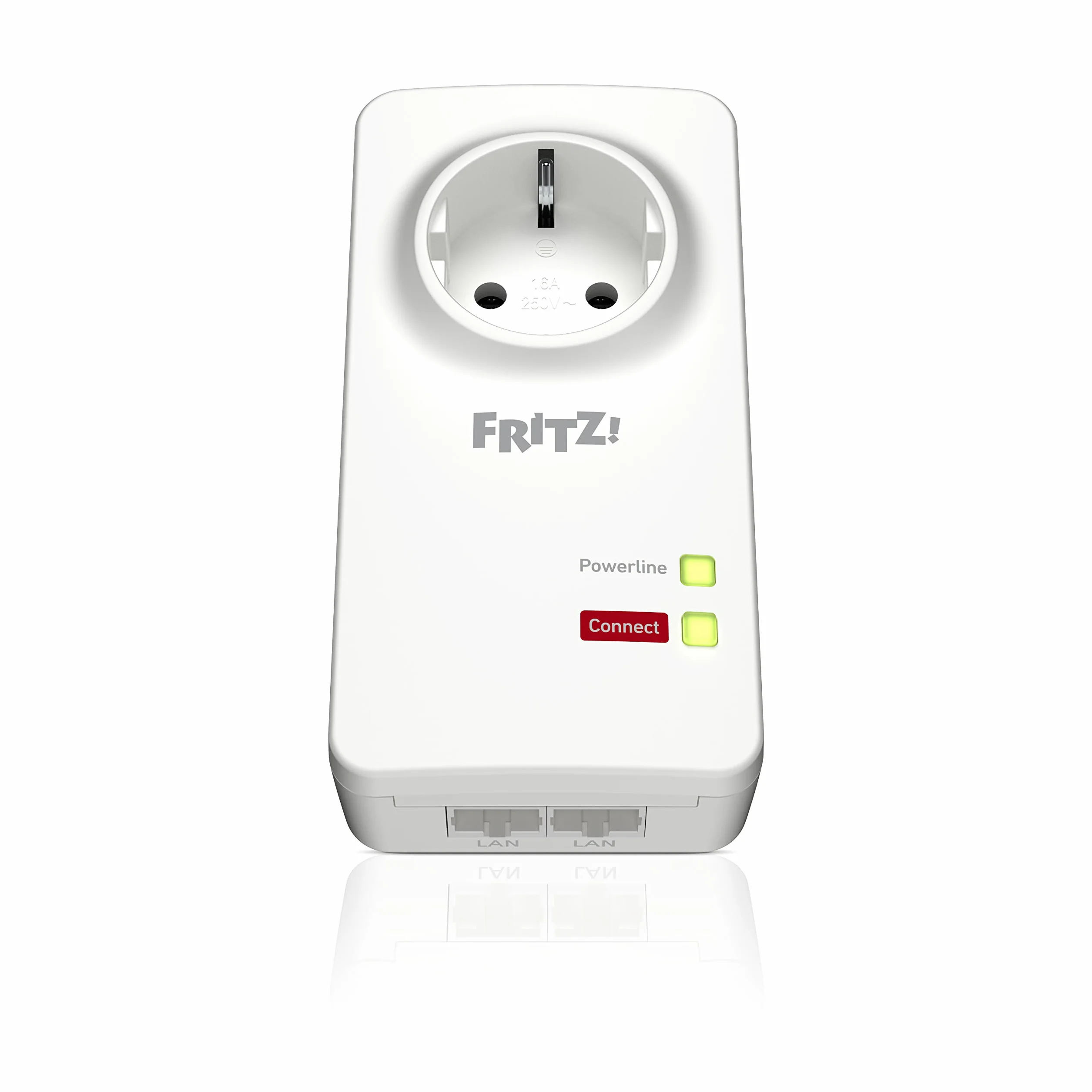 FRITZ!Powerline 1220 Set Kit di 2 Adattatori con Presa Passante, Fino a 1200 Mbps, 2 Porte LAN Gigabit, Plug and Play, Eco Mode, Istruzioni in Italiano