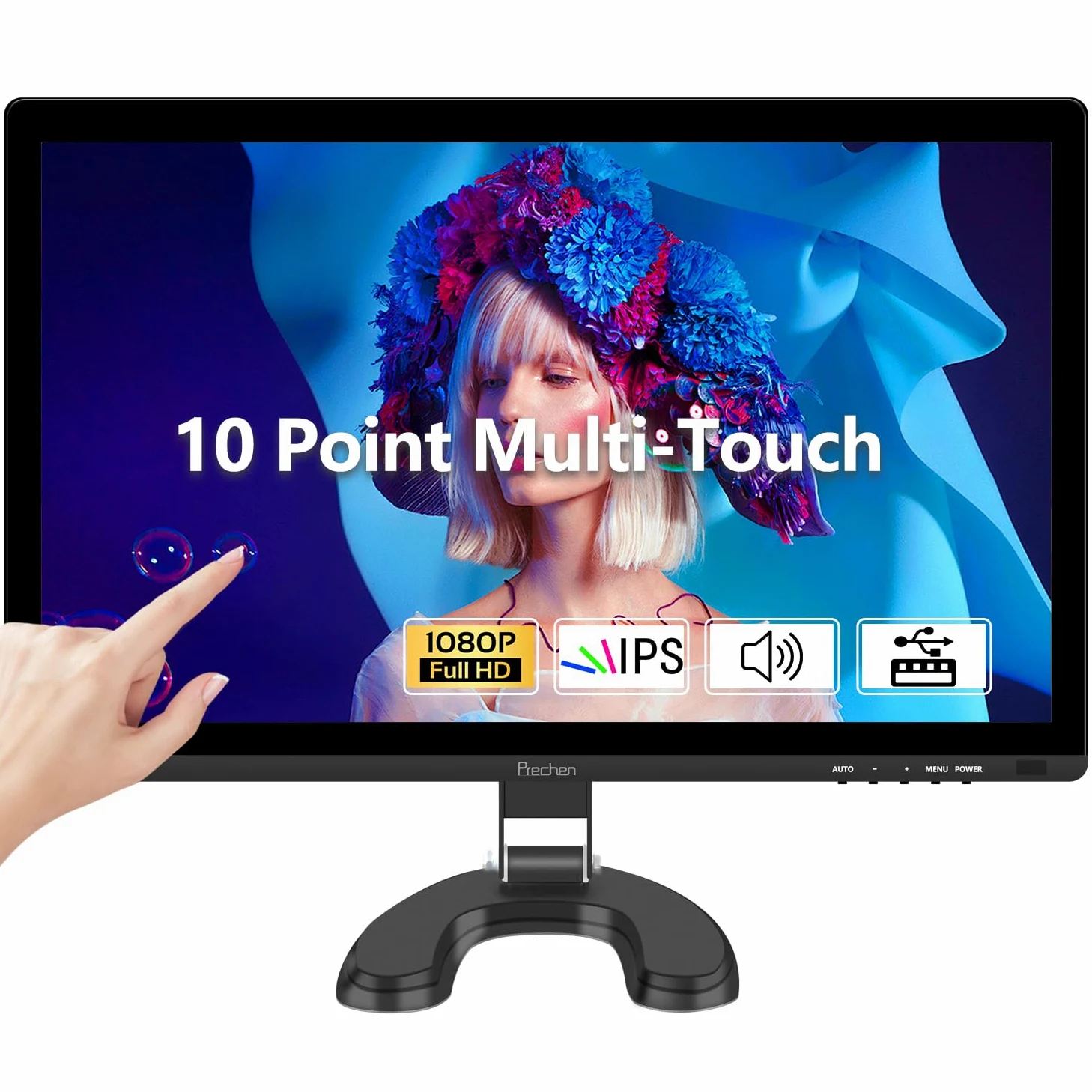 23,8 Pollici Monitor PC Touchscreen, IPS FHD 1080P con HDMI, VGA e USB | Schermo con Altoparlanti Integrati, 75Hz, VESA, Monitor Touch per Gaming e Ufficio