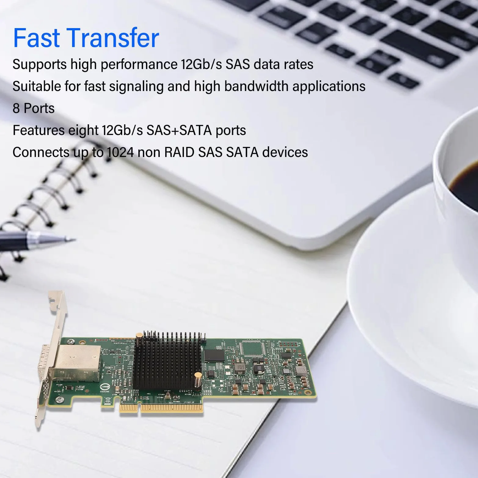 Scheda Controller LSI 9300 8e, HBA PCIe SAS Esterno 12G, 8 Porte, Adattatore Bus Host, modalità IT, per //Solaris/VMware/FreeBSD