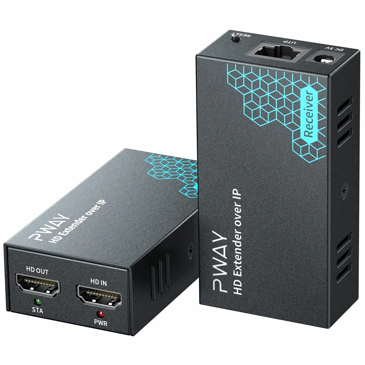 PWAY PW-DT243 Extender HDMI su IP 150m/492ft 150m Trasmissione Tramite Cavo di Rete Cat5e / 6/7/8 Supporto Loopout Locale e Trasmissione da 1 a Multipla Tramite lo Switch di Rete