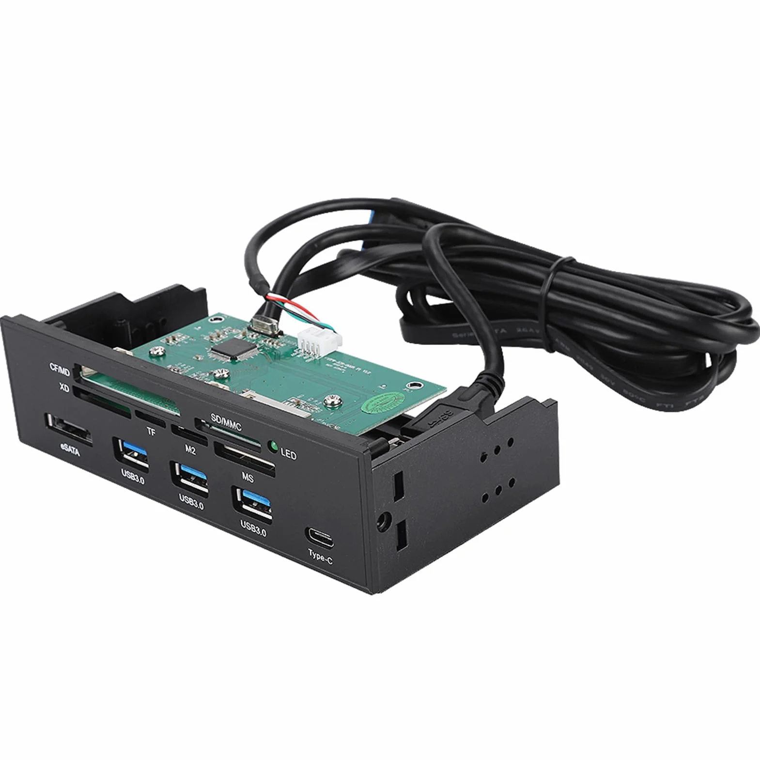Dioche Cruscotto Lettore di Schede Interno Multifunzione da 3,5 Pollici - USB 3.0 con 6 Slot per Schede, Porte ESATA e USB .1 per un Trasferimento Rapido dei Dati - Ideale per Fotografi e