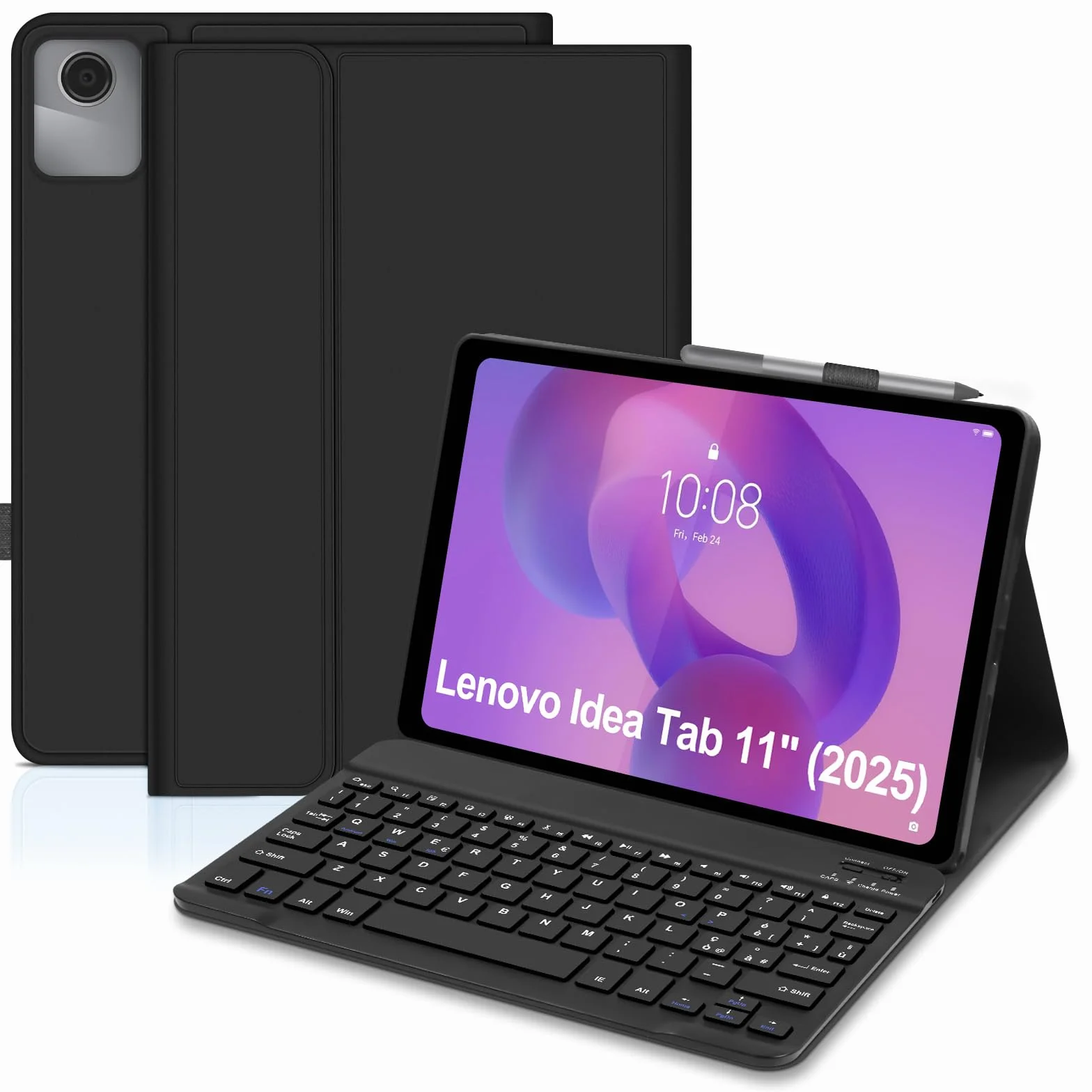 Custodia con Tastiera per Lenovo Idea Tab 11 Pollici 2025 - Bluetooth QWERTY Rimovibile Custodia con Tastiera Wireless Keyboard per Lenovo Idea Tab Tablet 11 2025 (TB-336ZU/TB-336FU), Nero