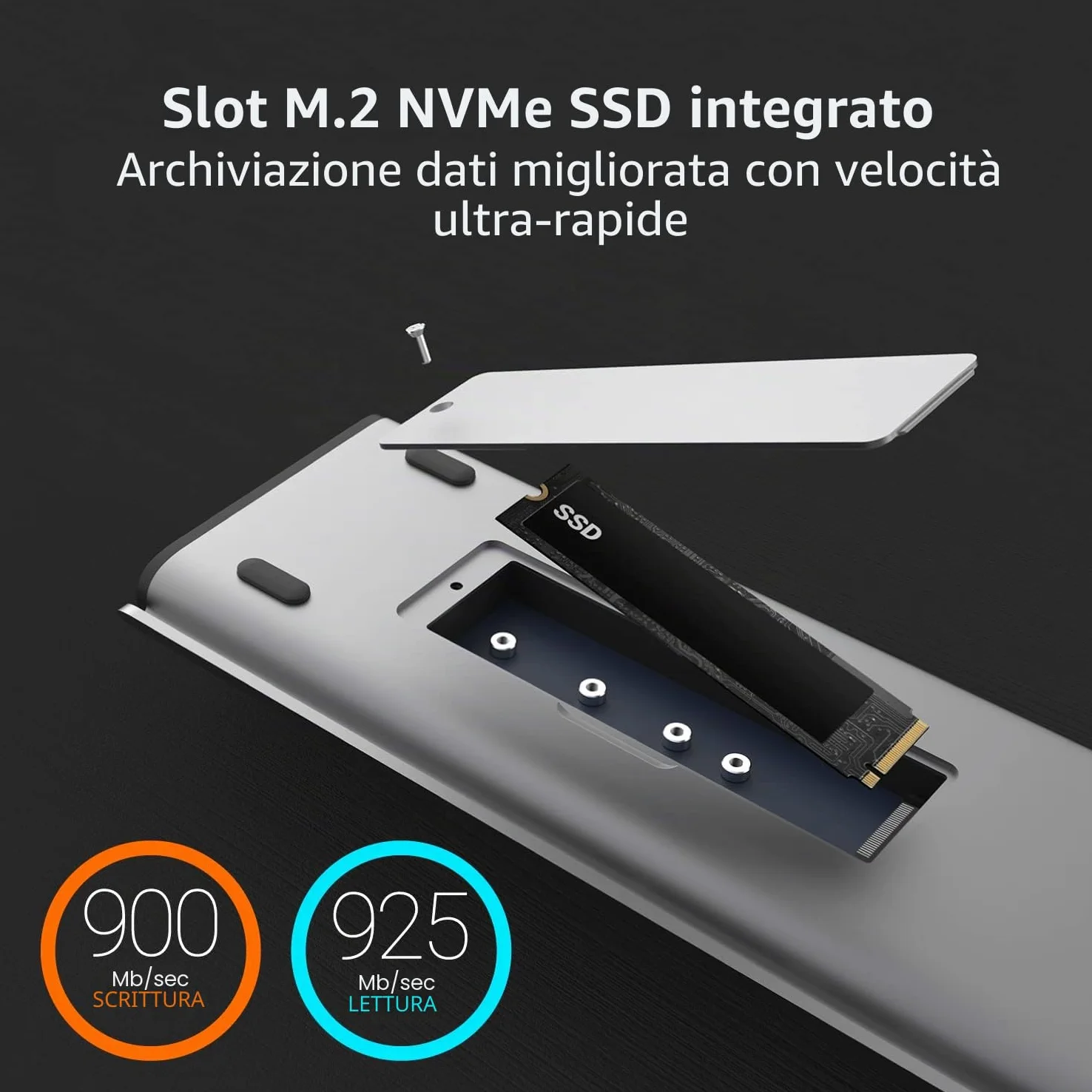 j5create USB C Dual 4K 60Hz Display Docking Station (12-in-1), alloggiamento SSD M.2 NVMe integrato, HDMI, DisplayPort, USB-A 10Gbps, lettore di schede, PD 100W, per Mac Pro, laptop Windows (JCD552)