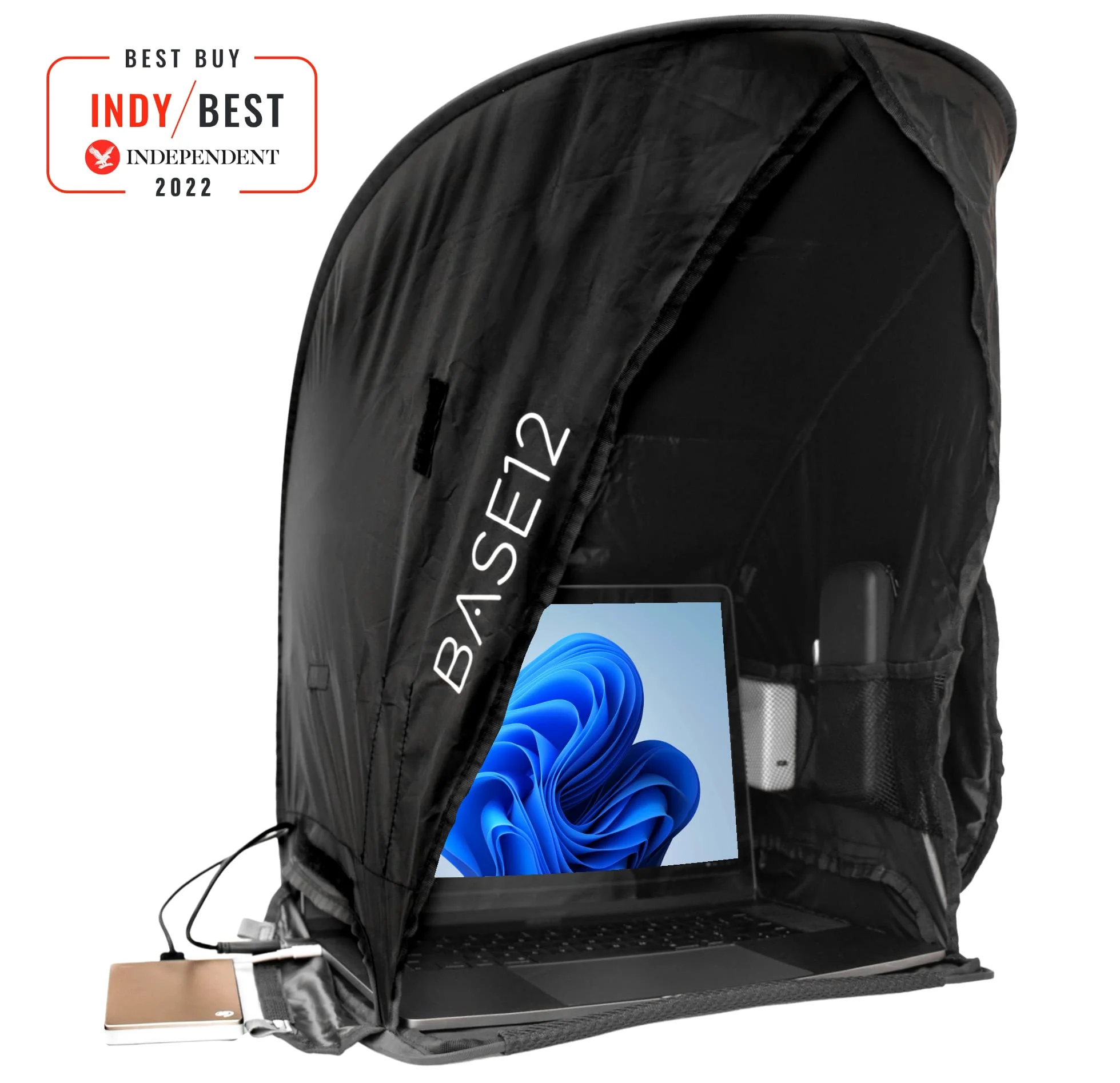 BASE12 Parasole per computer portatile, pieghevole e portatile, per computer portatili, tablet e smartphone