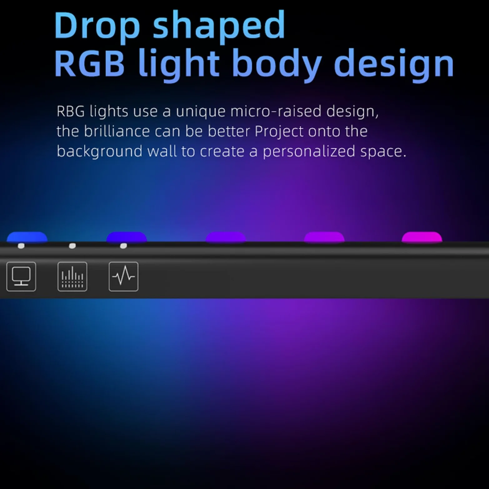 Barra luminosa di monitoraggio oscurità con cassa, retroilluminazione RGB e 7 modalità di colore, lampada per computer curva per giochi e ufficio, barra a led a LED