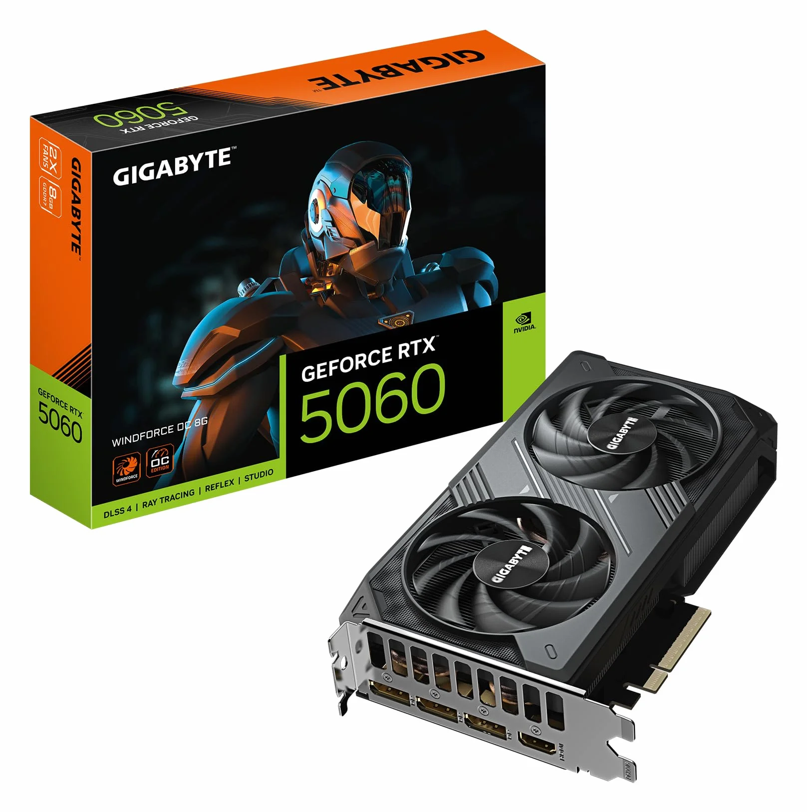 Gigabyte GeForce RTX 5060 WINDFORCE OC 8G Scheda Grafica - 8GB GDDR7, 128bit, PCI-E 5.0, 2512 MHz Frequenza core, 3 x DisplayPort, 1 x HDMI, GV-N5060WF2OC-8GD