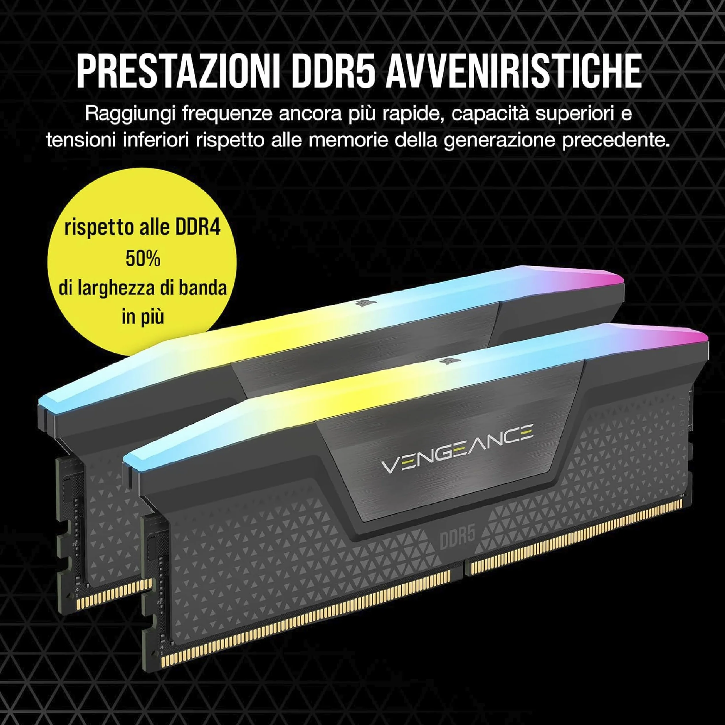 CORSAIR VENGEANCE RGB DDR5 32GB (2 x 16GB) Fino a 6000MHz CL38-44-44-96 1,35 V Intel XMP 3.0 e AMD EXPO Memoria Desktop del Computer– Grigio