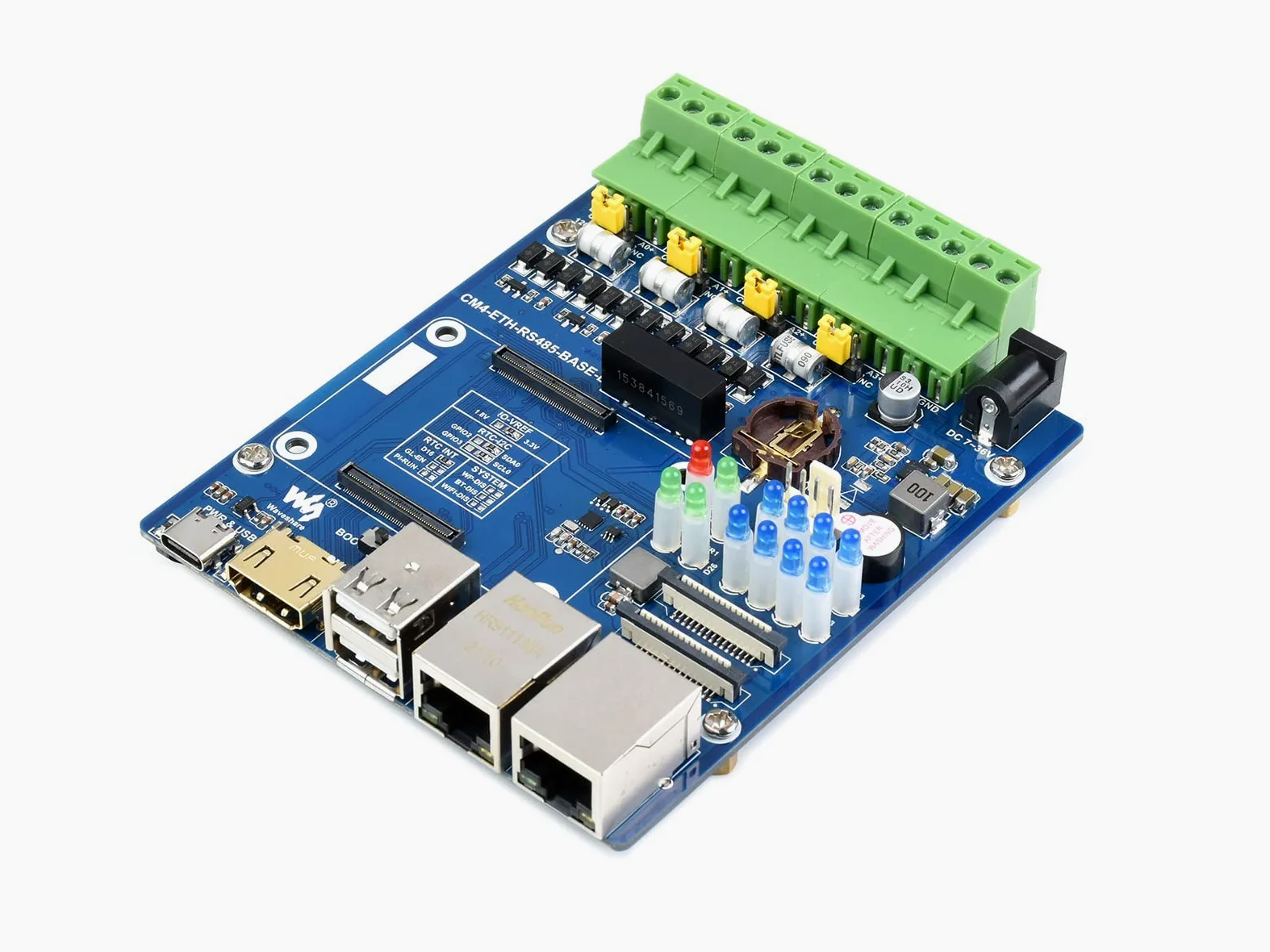 ETH RS485 Scheda di Base per Raspberry Pi Compute Module 4 CM4 Dual ETH Quad RS485 Scheda di Espansione, Integrata Gigabit Ethernet/100M Ethernet/4CH Isolata RS485/CSI/USB2.0/HDMI/FAN/Micro SD ecc.