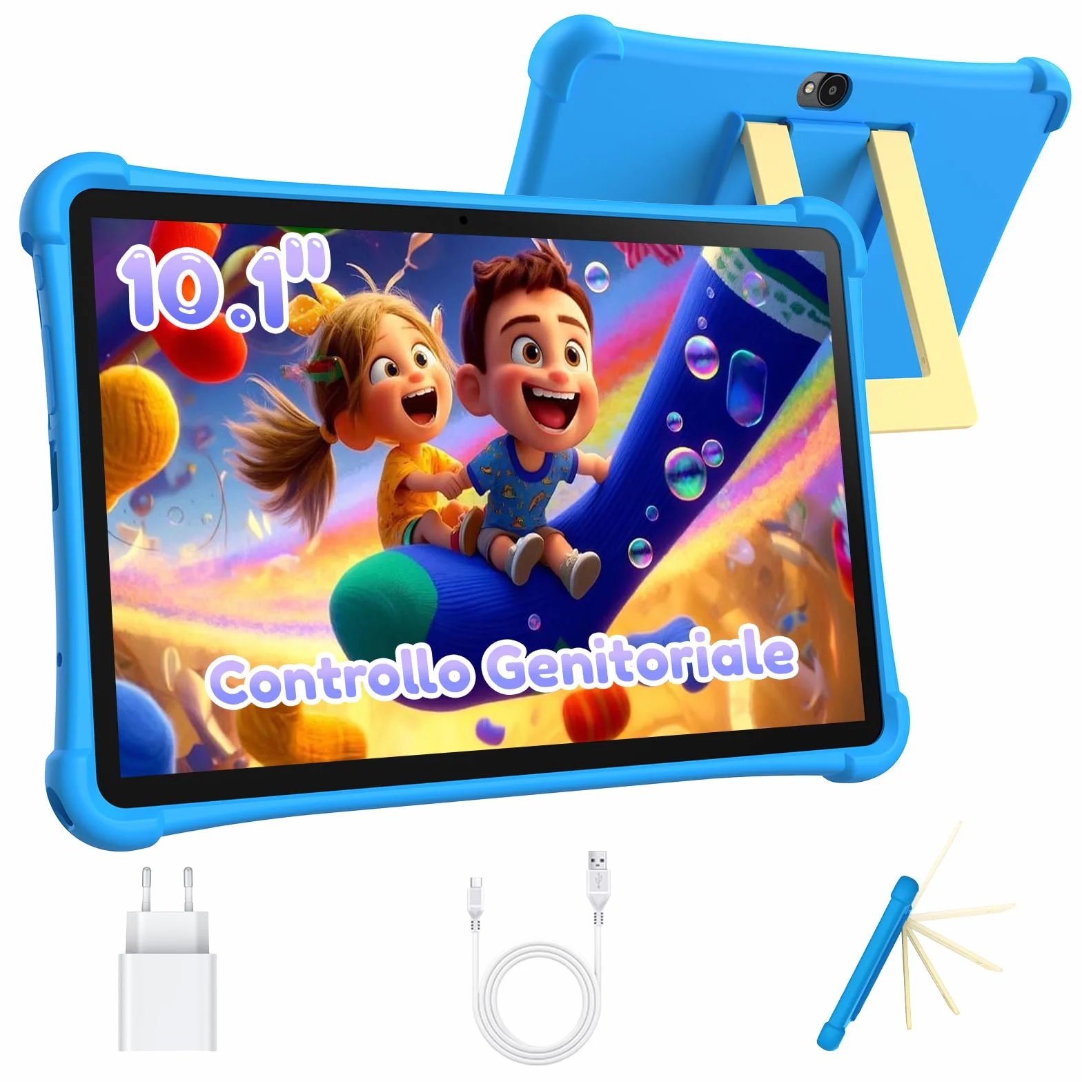 ALLDOCUBE iPlay 70 SE Tablet per Bambini 10 Pollici, Controllo Parentale iWAWA, 4G LTE Android 15, 7GB RAM+64GB ROM (TF 512GB), Batteria 5500mAh, 5G Wi-Fi, BT 5.0, GPS, Custodia Eva Inclusa - Blu