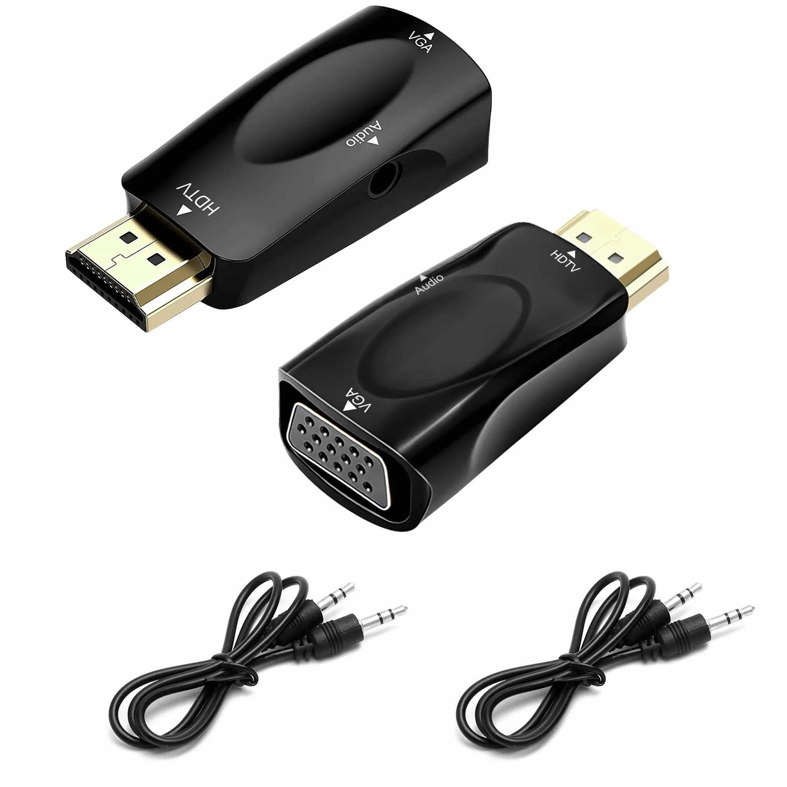 HENGBIRD Adattatore HDMI a VGA 2 Pezzi con Cavo Audio – Convertitore HDMI VGA Full HD 1080P con Jack 3.5mm, Compatibile con PC, Laptop, Monitor, Proiettore, PS4, MacBook, Xbox, TV Box