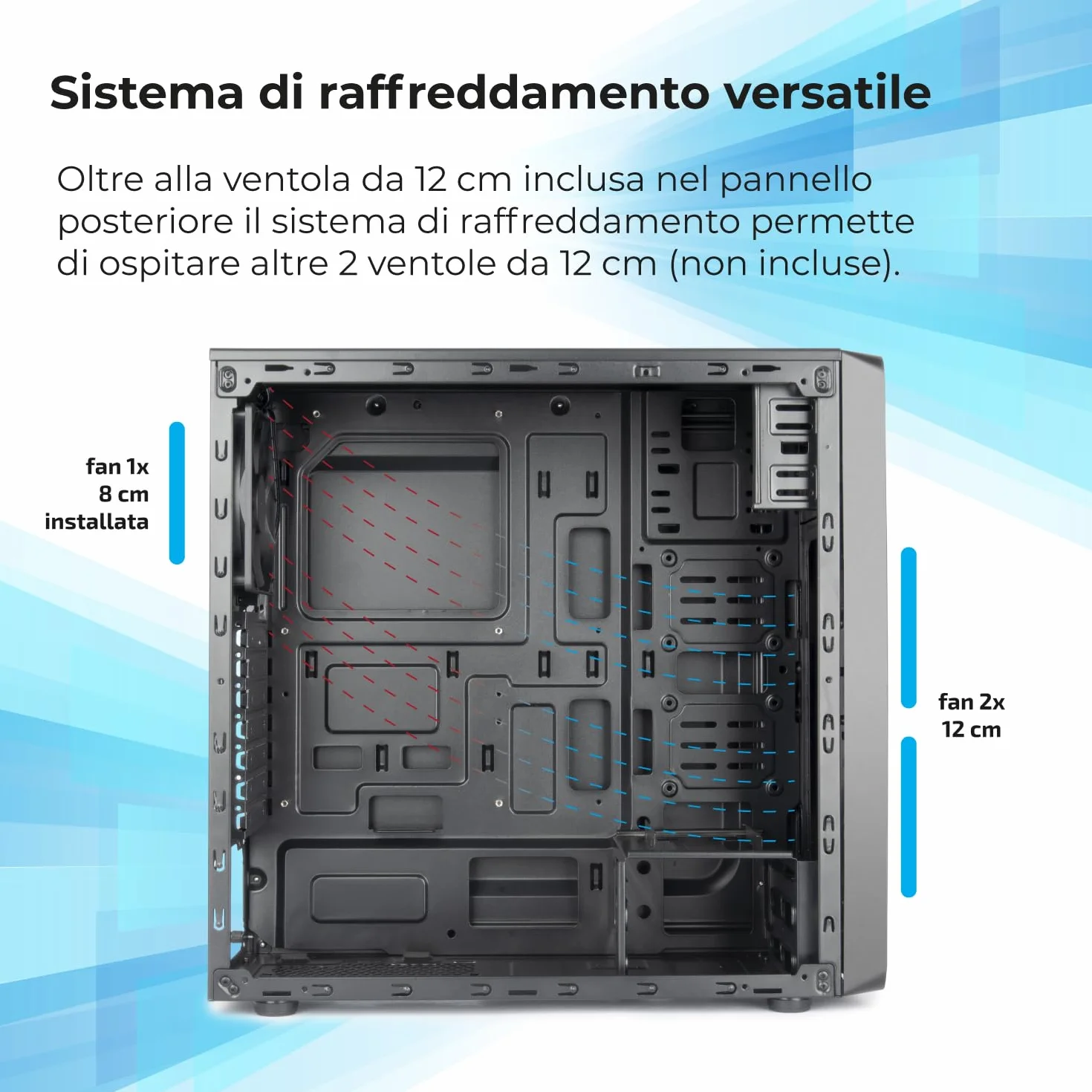 VulTech VCO-A2699 Case ATX senza Alimentatore, Computer Case compatto, Compatibile con MicroATX 1x USB 3.0, 2x USB 2.0, colore nero