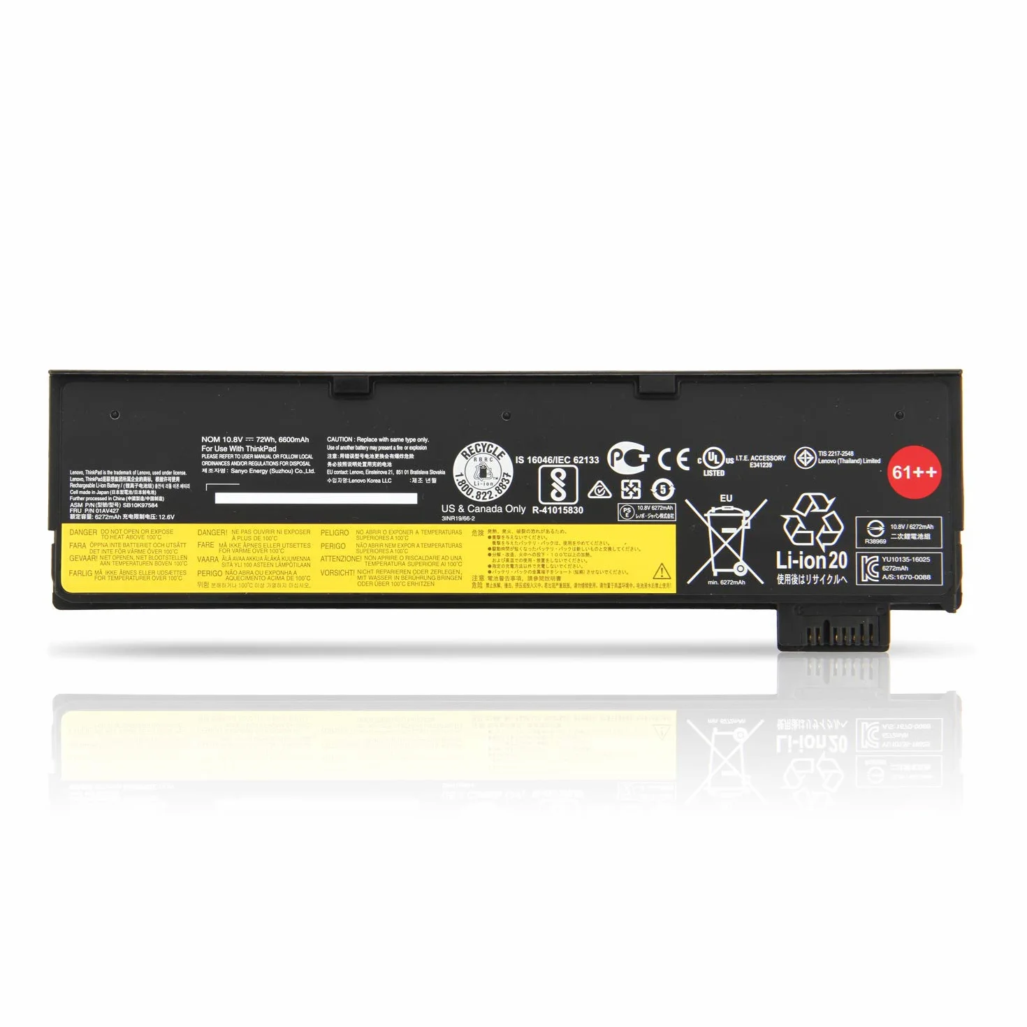 K KYUER 72Wh 61++ Batteria per Lenovo ThinkPad T470 T480 T570 T580 Business Laptop A475 A485 TP25 P51S P52S 01AV492 01AV427 01AV428 01AV423 SB10K97584 SB10K97585 4X50M08811 4X50M08812 4X50M08810