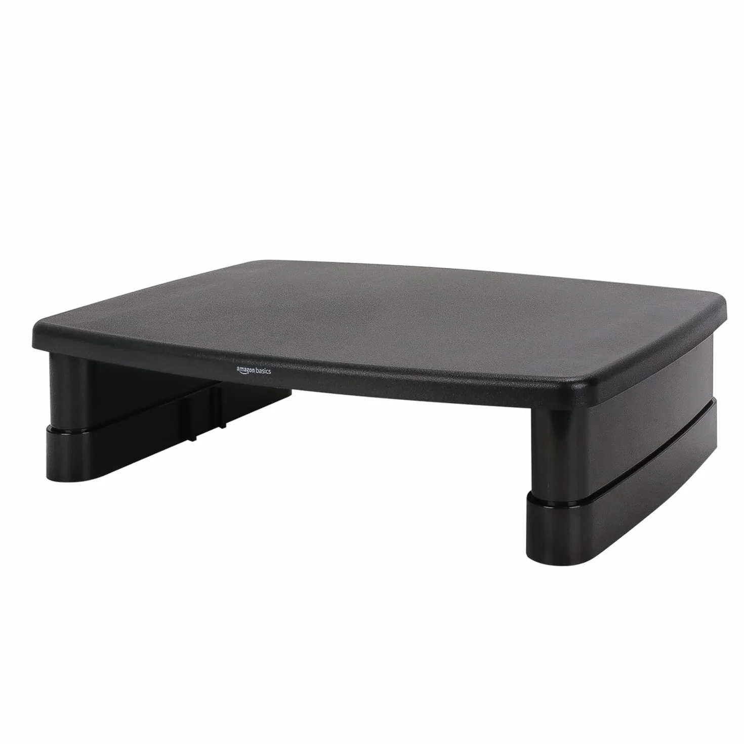 Amazon Basics Supporto Rialzato per Monitor Regolabile in Altezza, 3 Livelli, Plastica ABS, 10kg, Nero