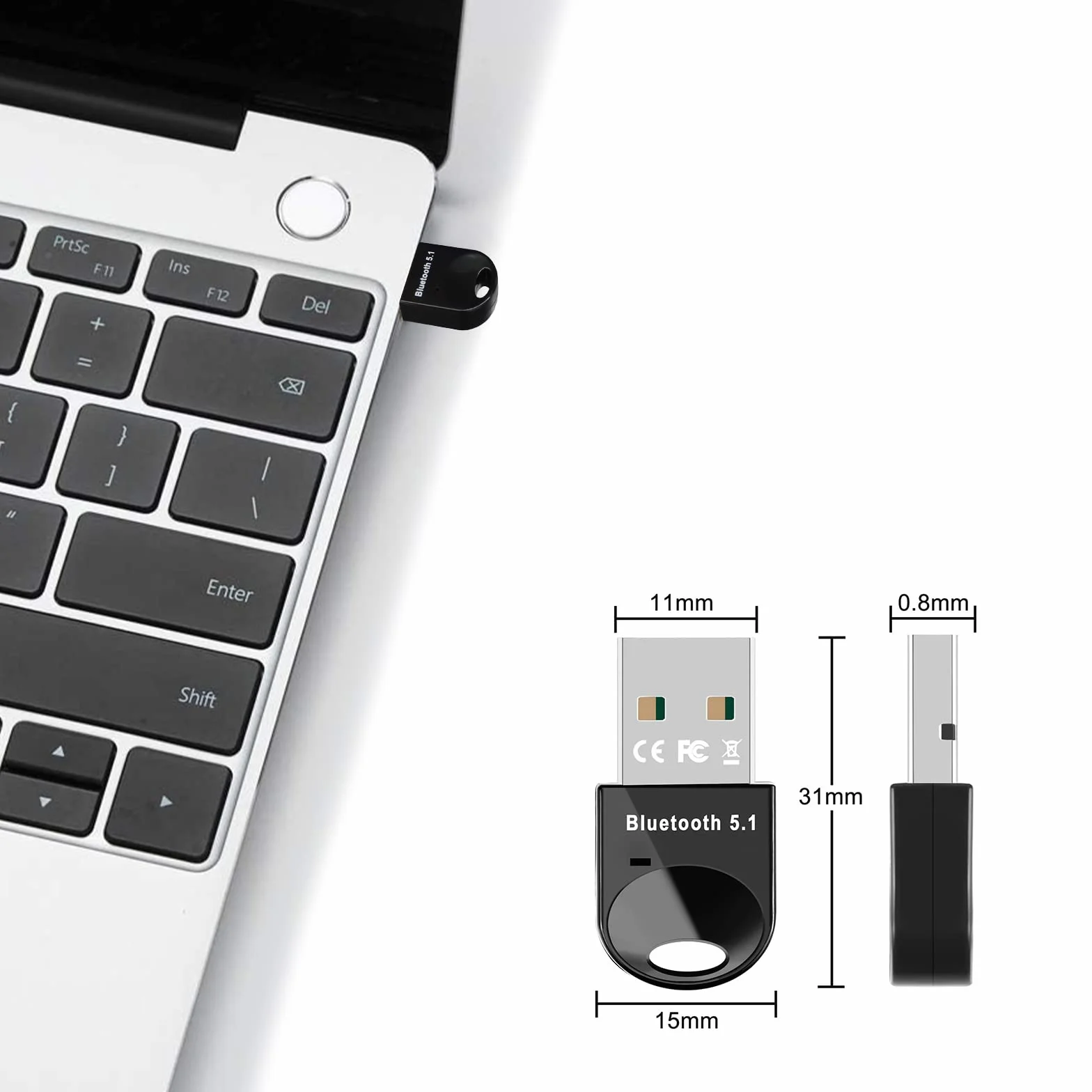 Adattatore Bluetooth USB 5.1, Chiavetta Bluetooth per PC Laptop EDR Dongle USB Bluetooth Compatibile con Windows 11/10/8.1/7