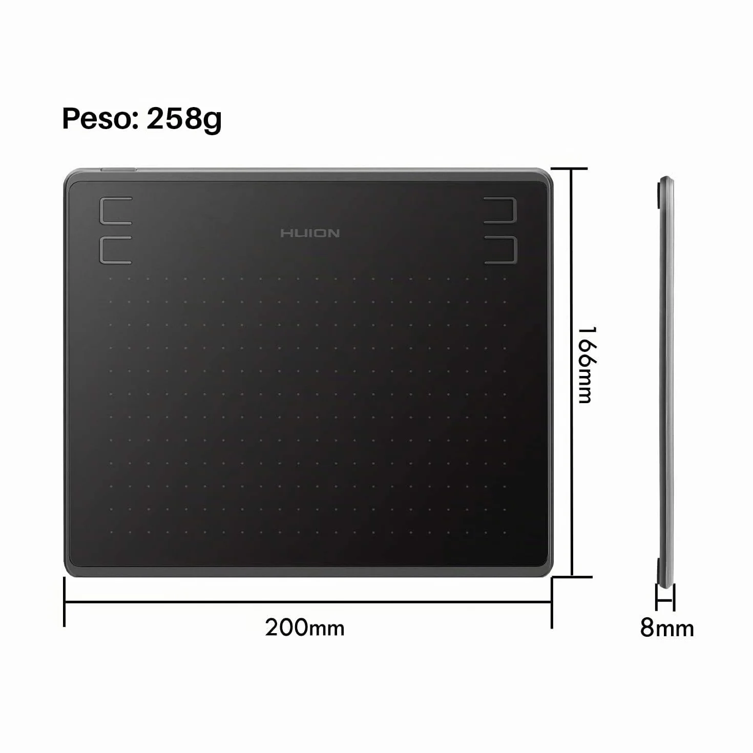HUION HS64 Tavoletta Grafica con Penna a Pressione 8192 Senza Batteria con Pressione a Quattro Tasti Supporta il Sistema Operativo Android 6.0, Windows e MacOS