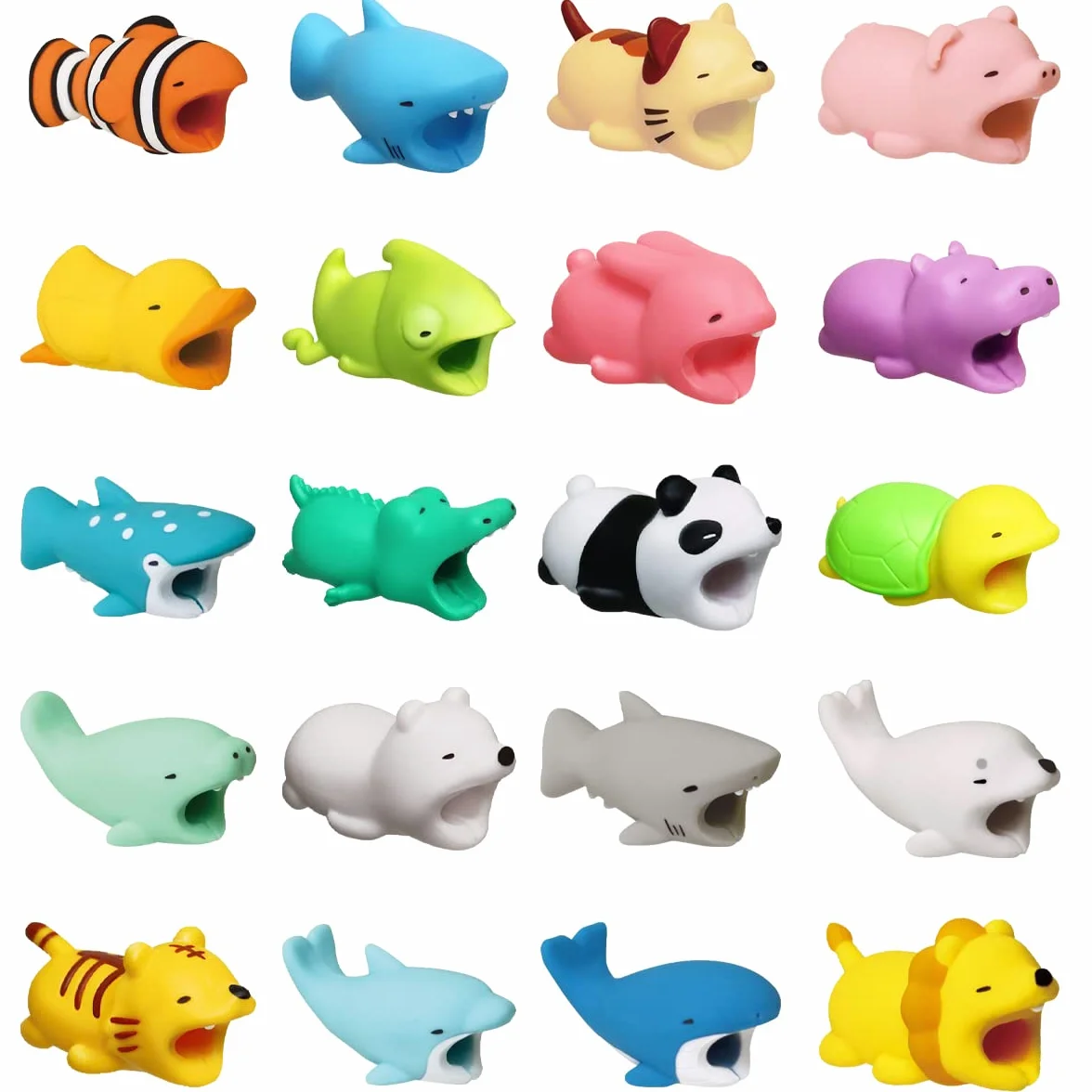 20 Pz Protezione Cavo USB ad Animale, Cute Animal Protector, di Plastica, per Telefono, Protect Caricatore