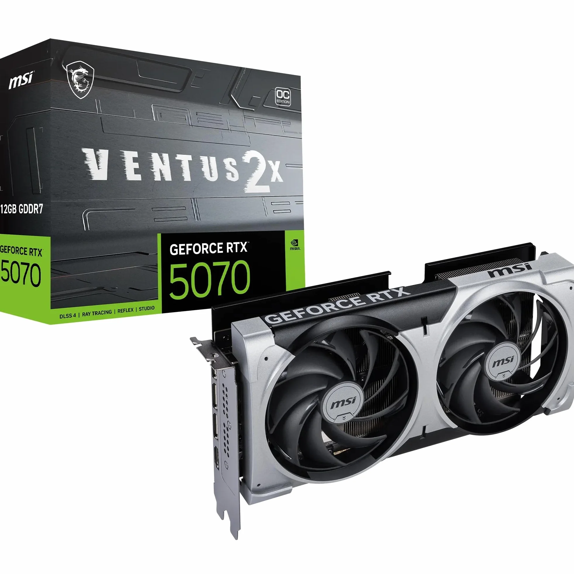 MSI GeForce RTX™ 5070 12G VENTUS 2X OC Scheda Video – GDDR7, 28Gbps, PCIe 5.0, HDMI 2.1, DP 2.1, 6144 CUDA Cores, 192-bit, Torx FAN 5.0, Zero Frozr, Afterburner, Metal Backplate, 650W PSU raccomandato