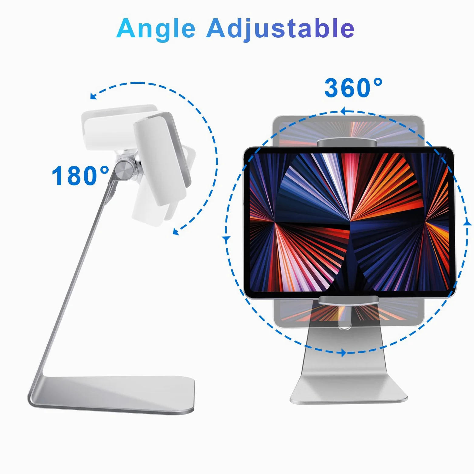 Supporto Tablet Regolabile Tavolo, Porta Tablet in Alluminio Pesante, Compatibile con iPad Pro/Air/Mini, Samsung Tab, Surface Pro, Kindle Fire (7-13") (Argento)