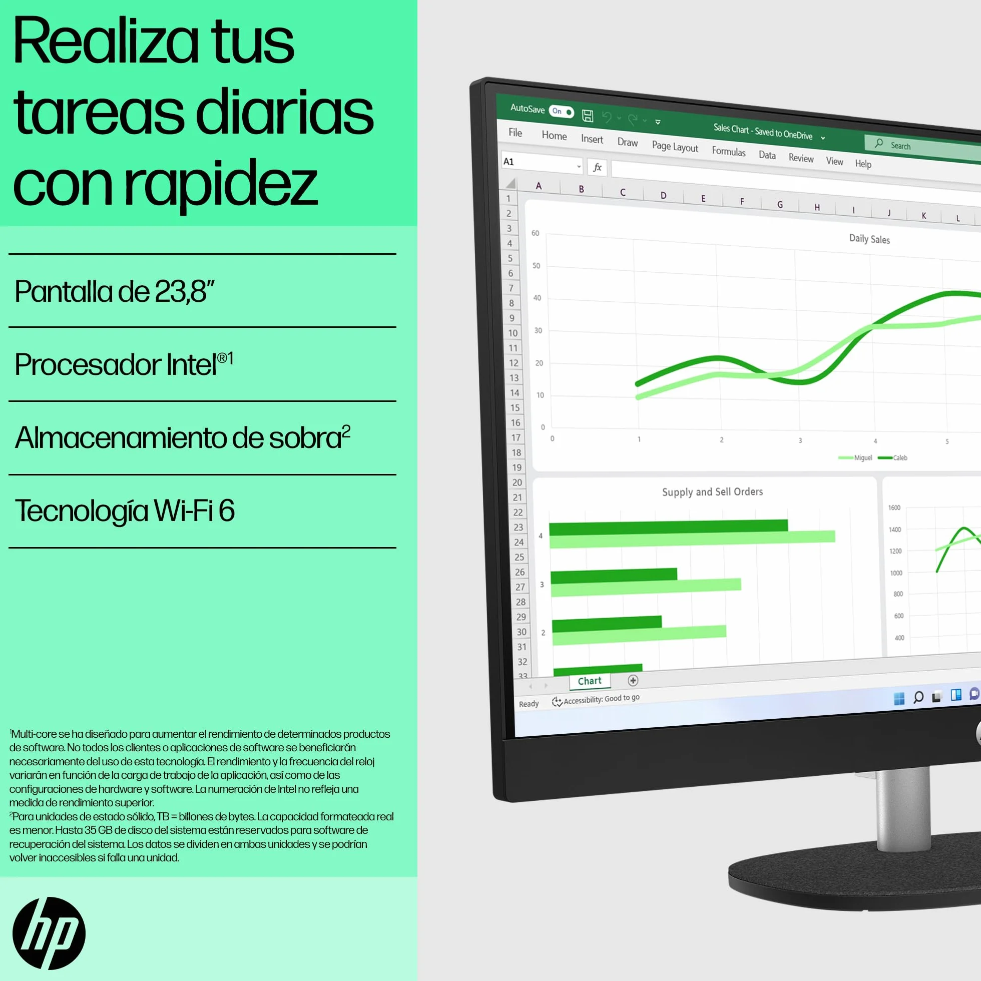 HP All-in-One 24-cr0101ns Computer desktop 23,8" FHD Intel Core i3-N300 8 GB RAM 512 GB SSD Intel UHD Graphics Windows Black Tastiera QWERTY spagnola