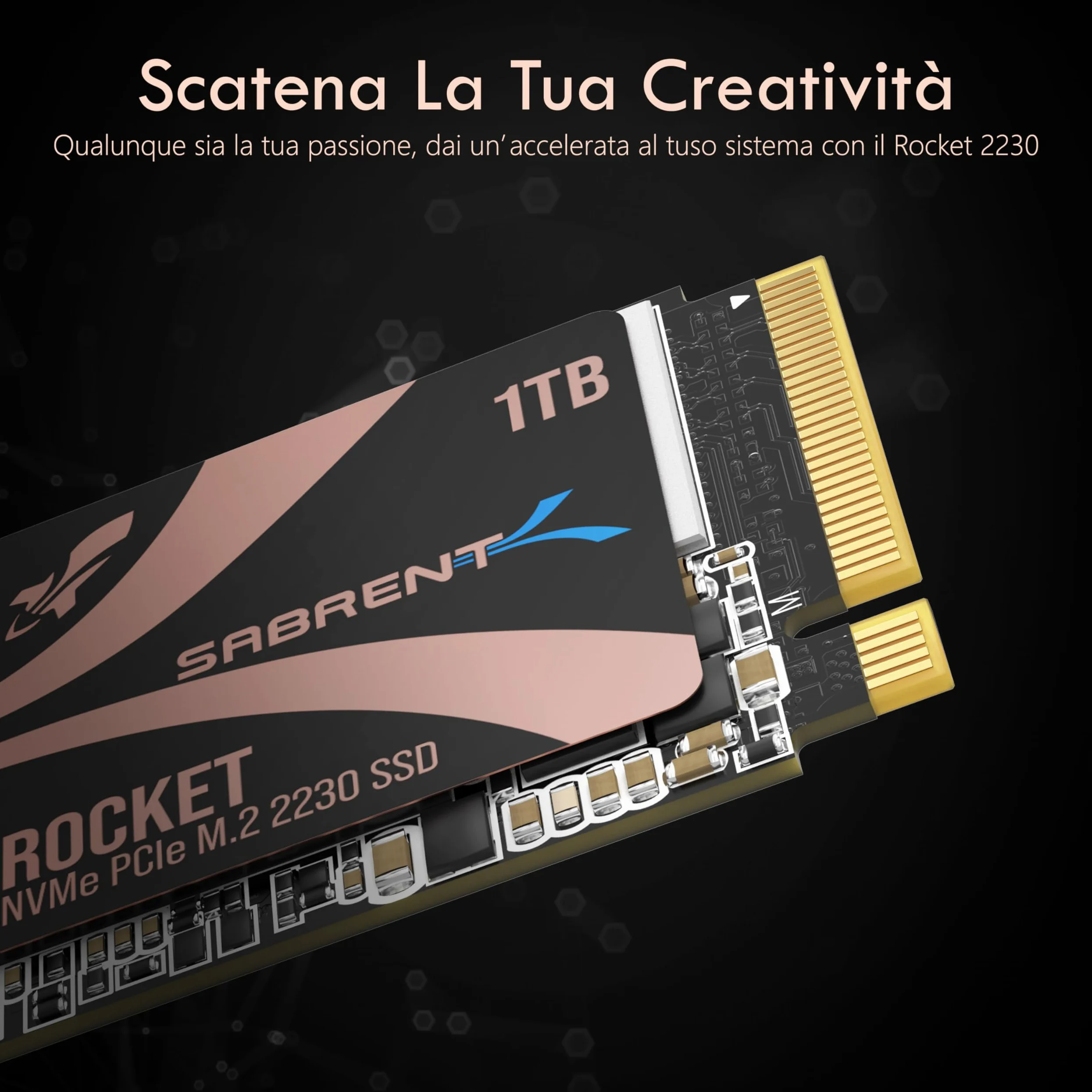 SABRENT SSD 1TB, SSD Interno, SSD NVMe PCIe 4.0 M.2 2230, Gen 4, 4750 MB/s, Compatibile con Steam Deck, ROG Ally, Surface Pro, PC, NUCs e Laptop, fino a 800.000 IOPS, Rocket 2230 (SB-2130-1TB)