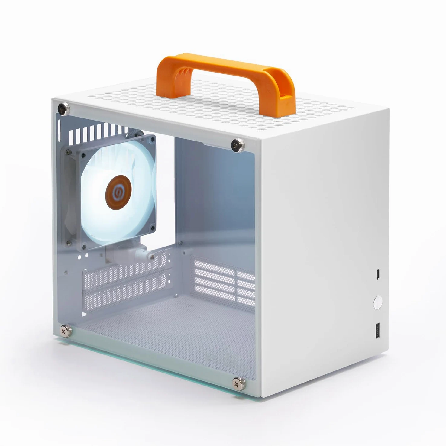 SGPC K66 Lite 8.4L/Compact Mini-ITX PC Gaming Case/135mm CPU Cooler & 240mm GPU & SFX PSU Support/Vetro Temperato Pannello Laterale/1 x Preinstallato ARGB Fan (K66Lite, Bianco)