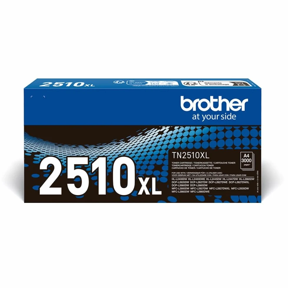 Brother TN2510XL| Toner Originale | Alta Capacità | 3000 pag| per Stampanti serie L2000, tra cui HLL2400DWE / HLL2445DW / DCPL2620DW / DCPL2660DW / DCPL2665DW / MFCL2800DW / MFCL2835DW| Colore Nero