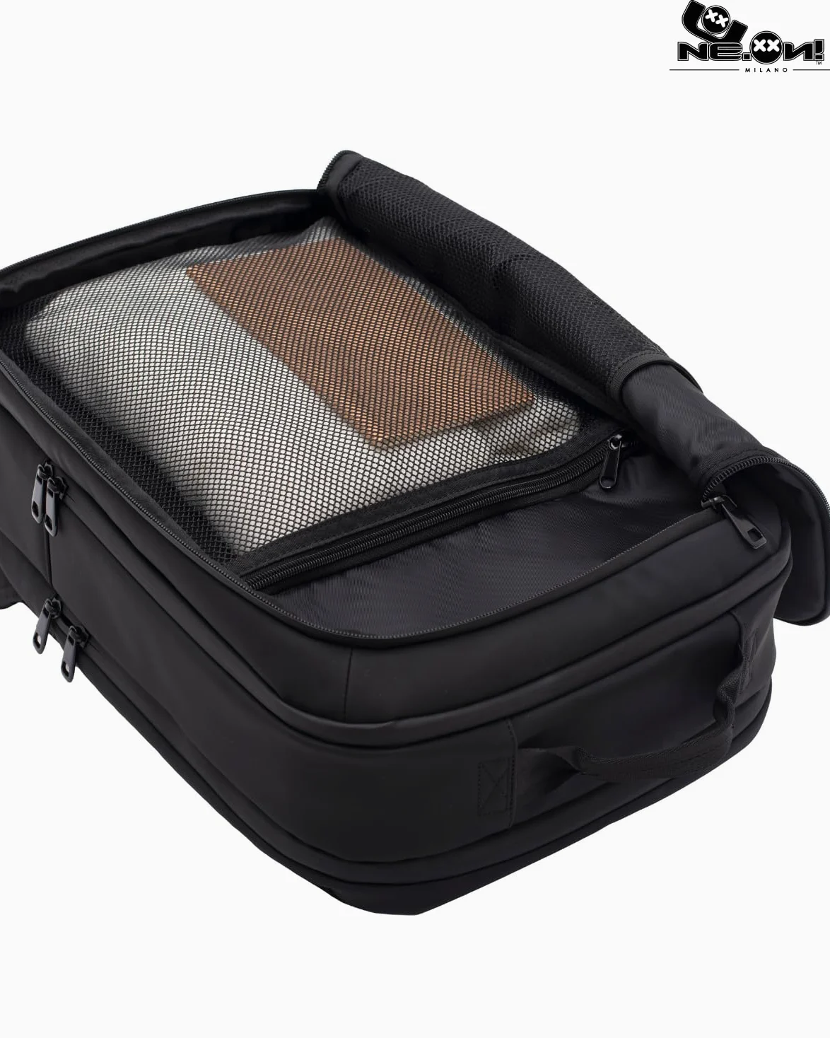 NE.ON! Milano Zaino Donna Uomo Porta PC, Impermeabile ed Elegante, Perfetto per Lavoro, Università, Scuola e Viaggi. Design Compatto, Comfort Ergonomico, Versatile, Professionale da 12 e 17 Litri